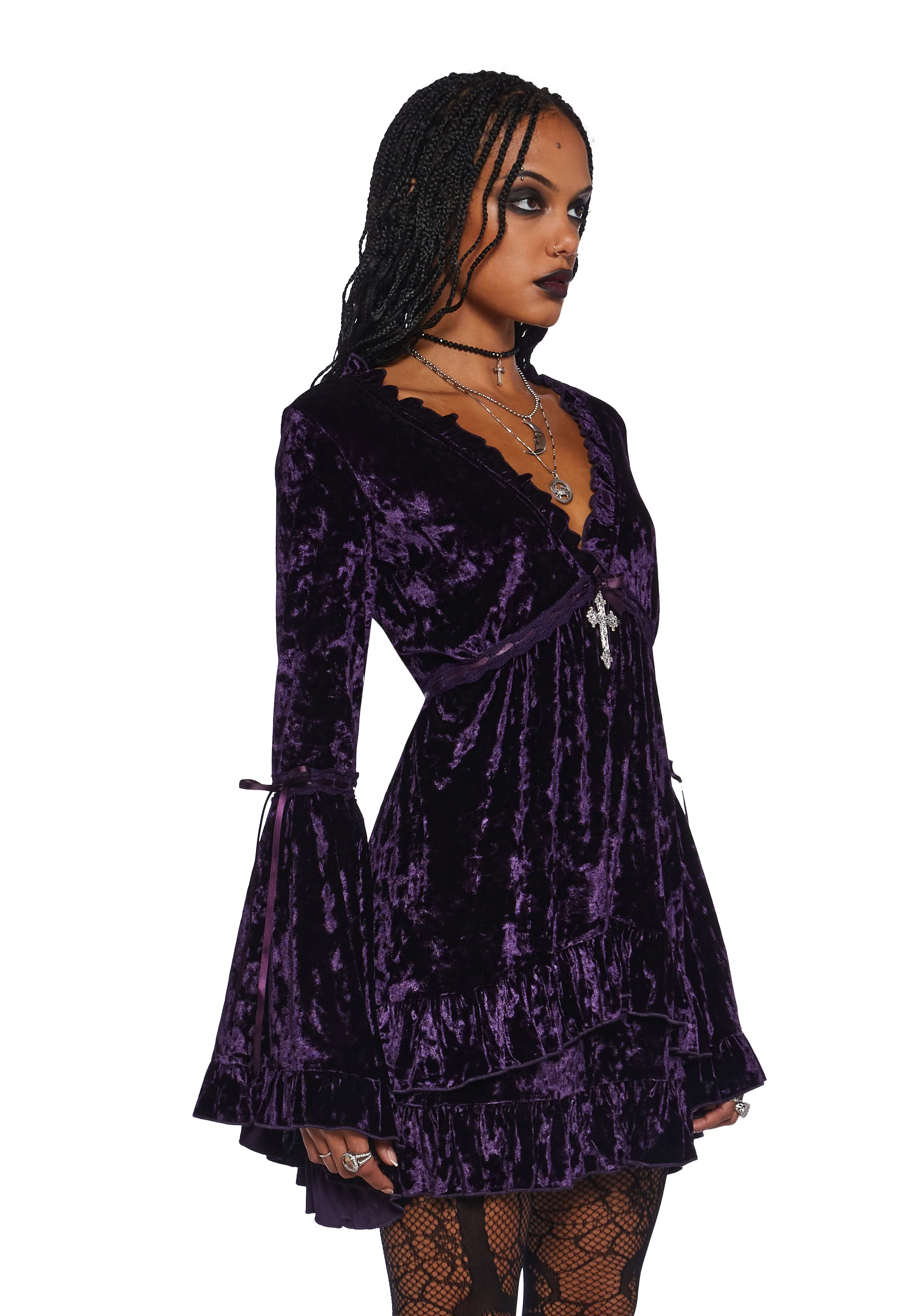 Real Divinity Mini Dress - Purple Velvet - Image 3