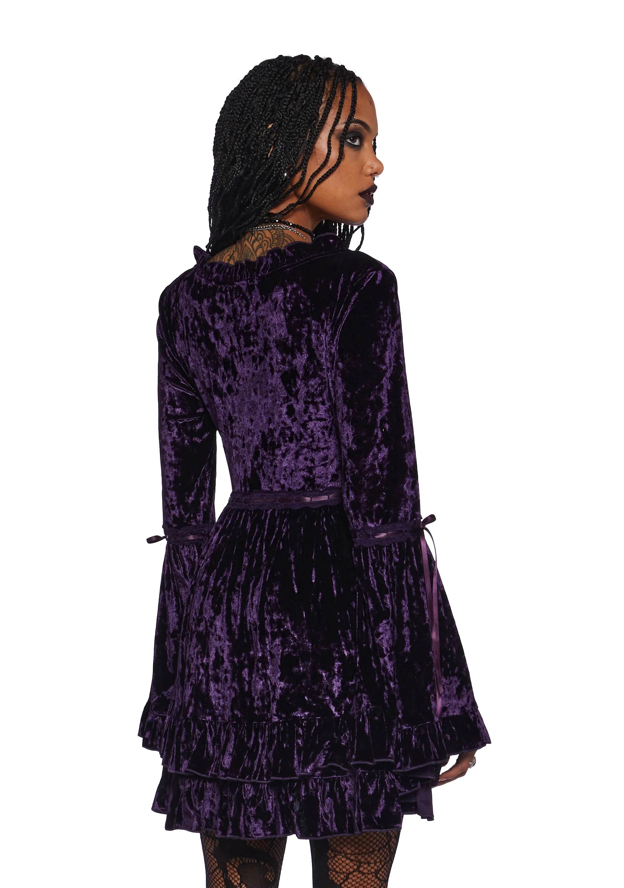 Real Divinity Mini Dress - Purple Velvet - Image 4