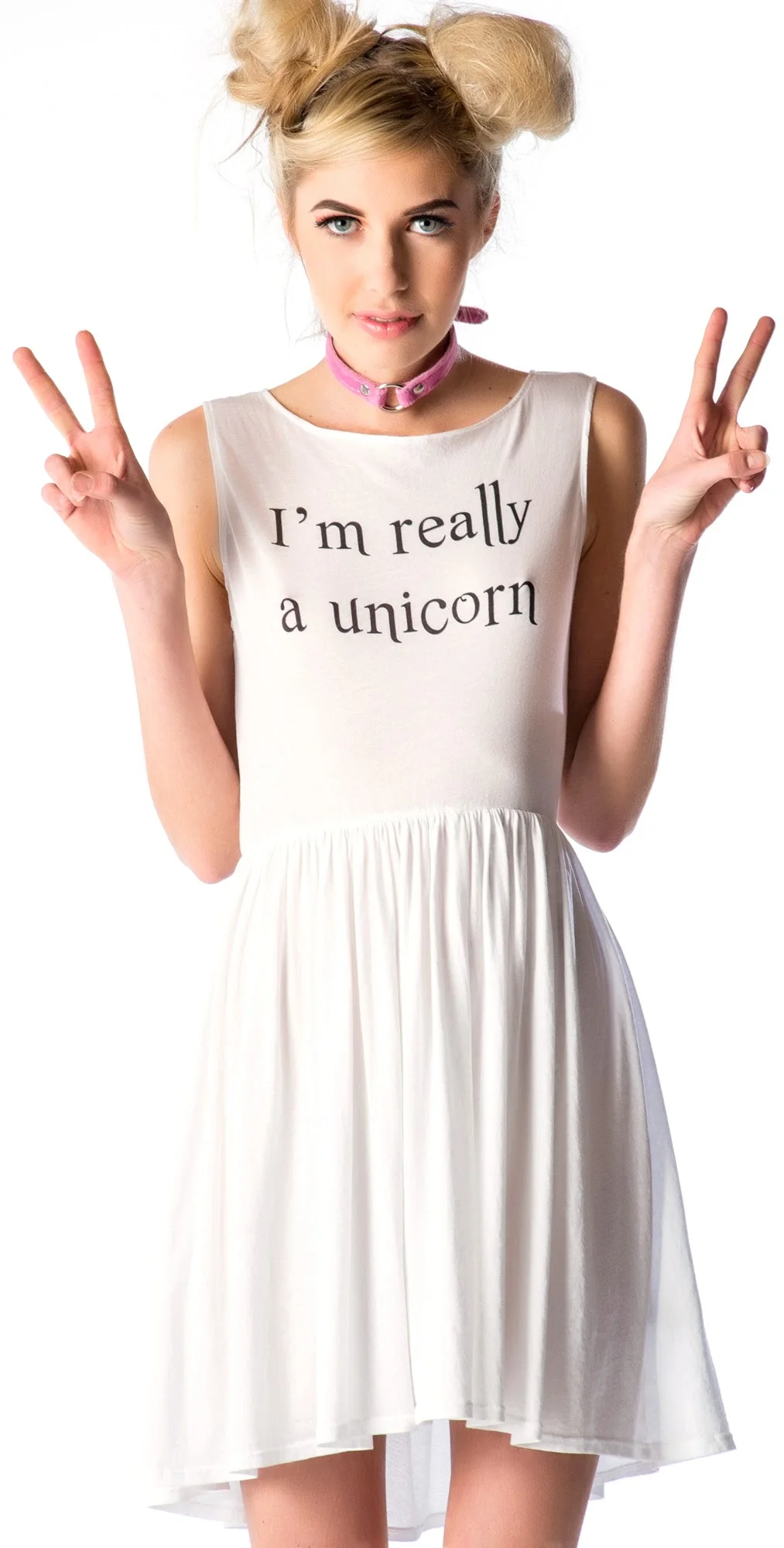 Really A Unicorn 90s Baby Doll Dress - White - Image 2