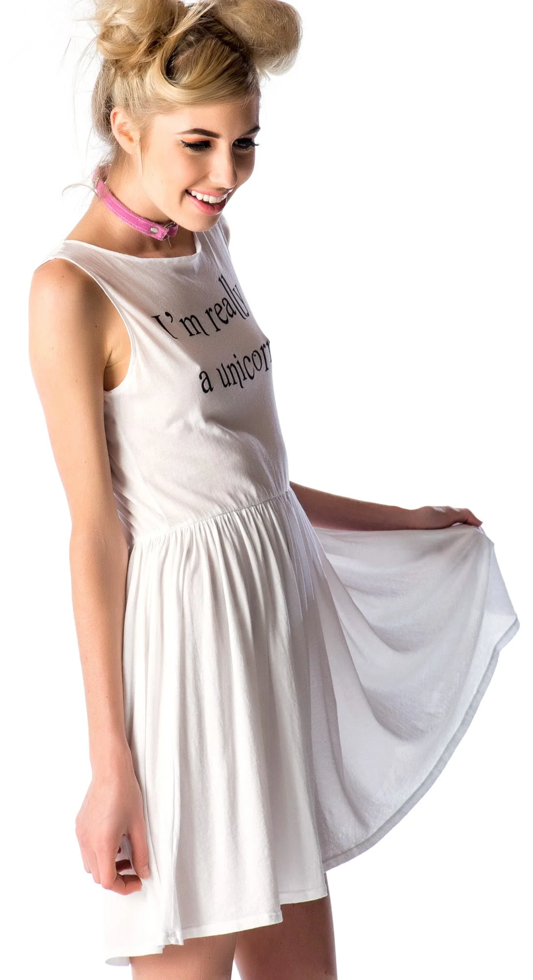 Really A Unicorn 90s Baby Doll Dress - White - Image 3