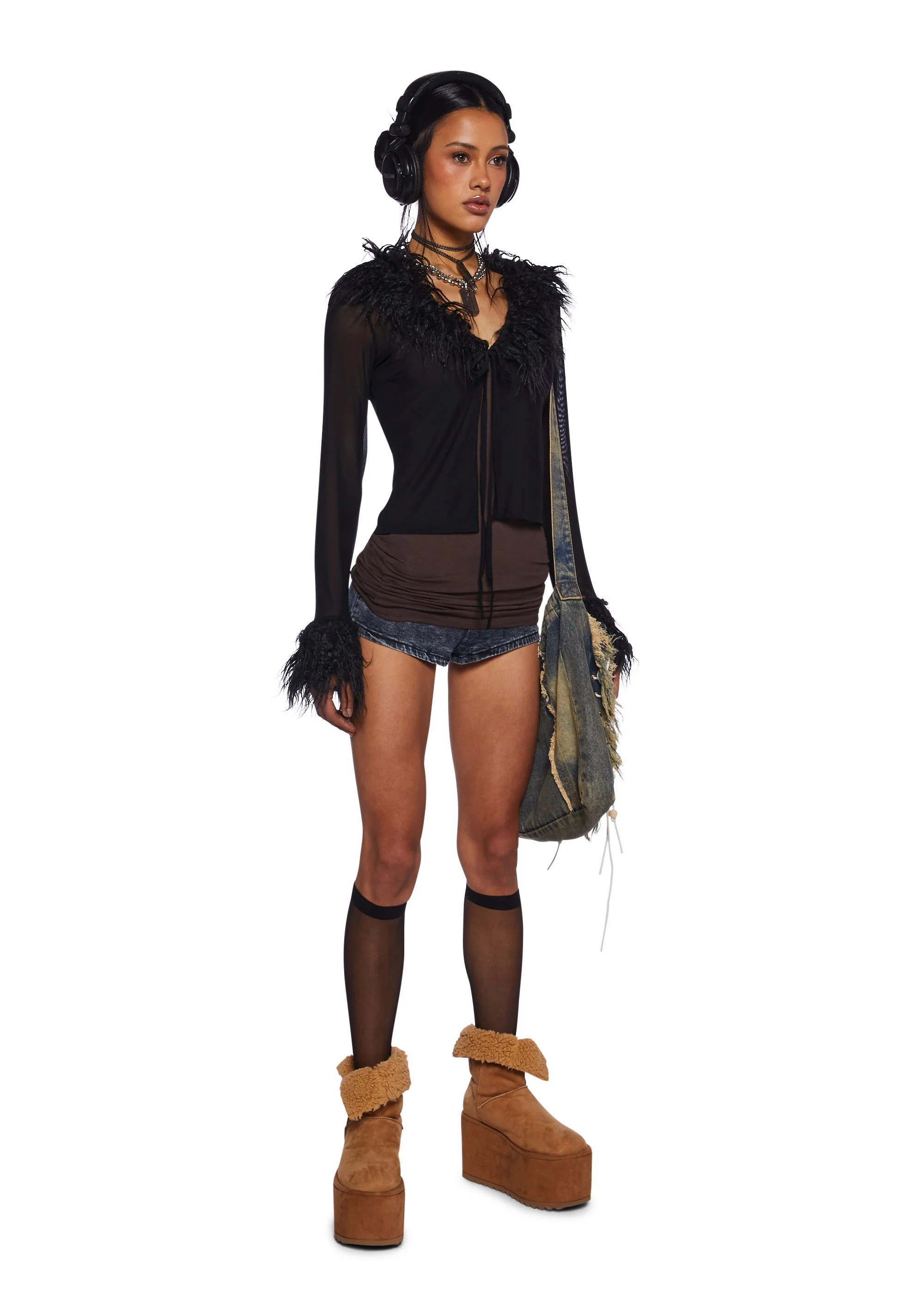 Rebel Charm Long Sleeve Top - Black - Image 2