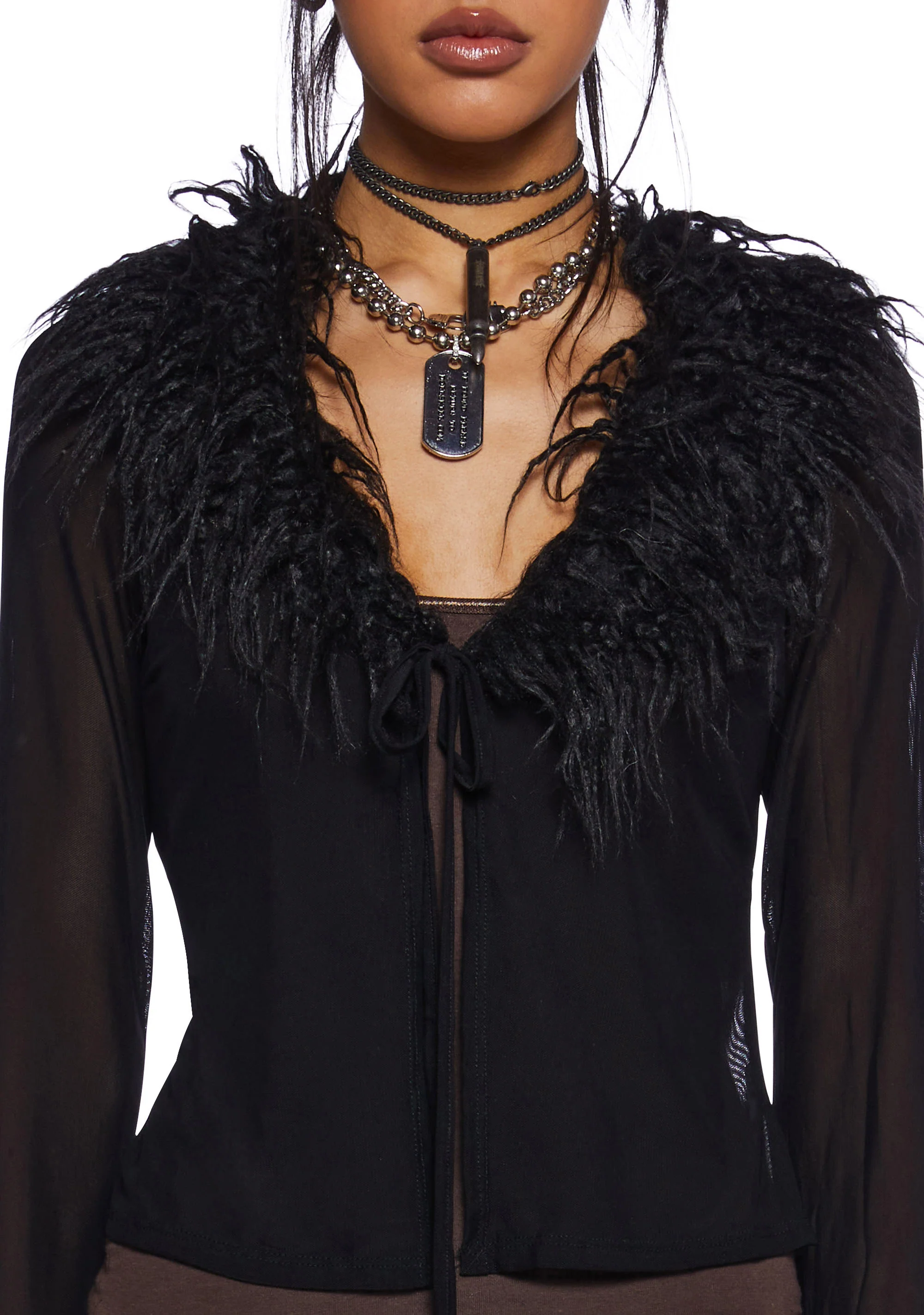 Rebel Charm Long Sleeve Top - Black - Image 5
