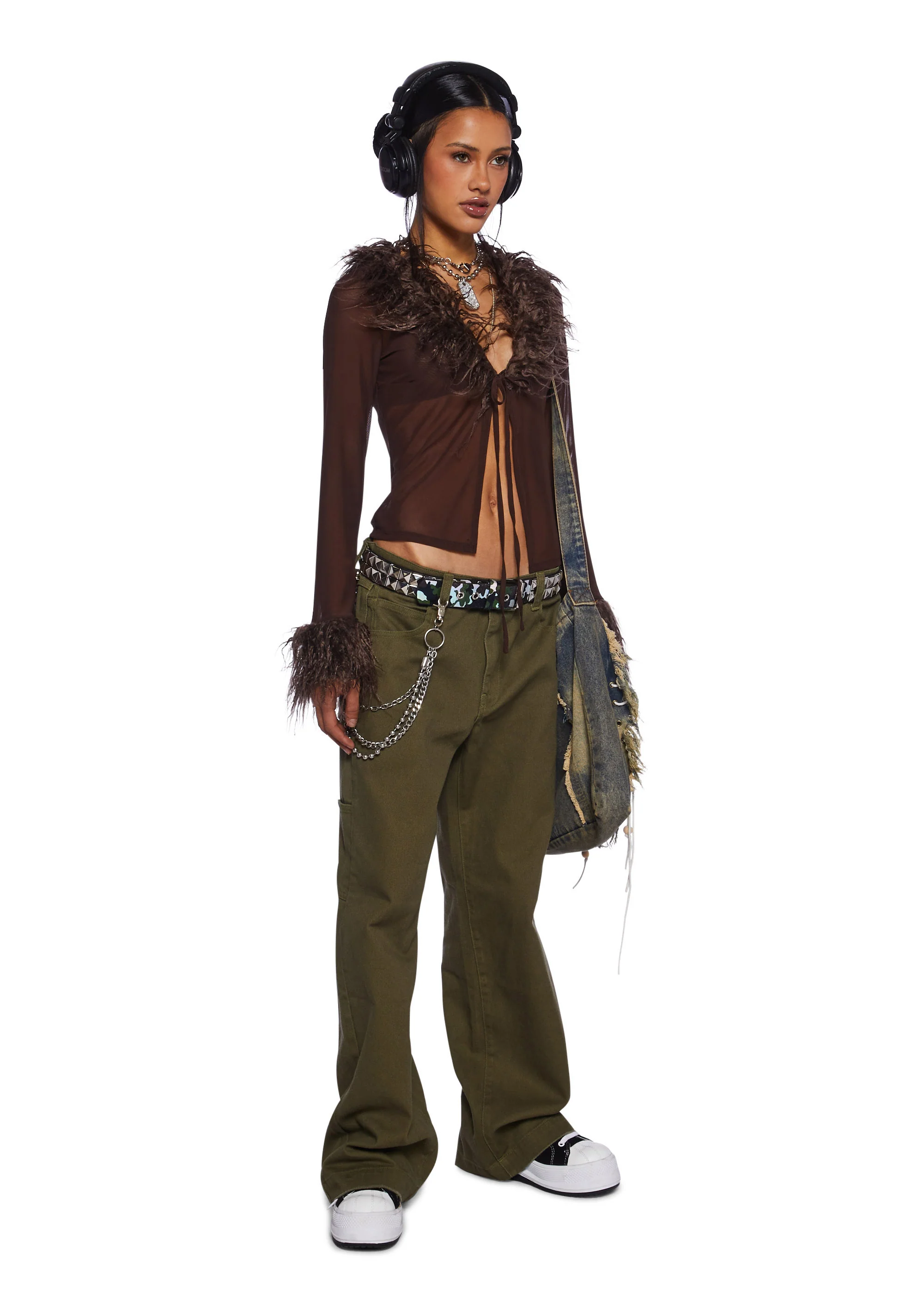 Rebel Charm Long Sleeve Top - Brown - Image 2