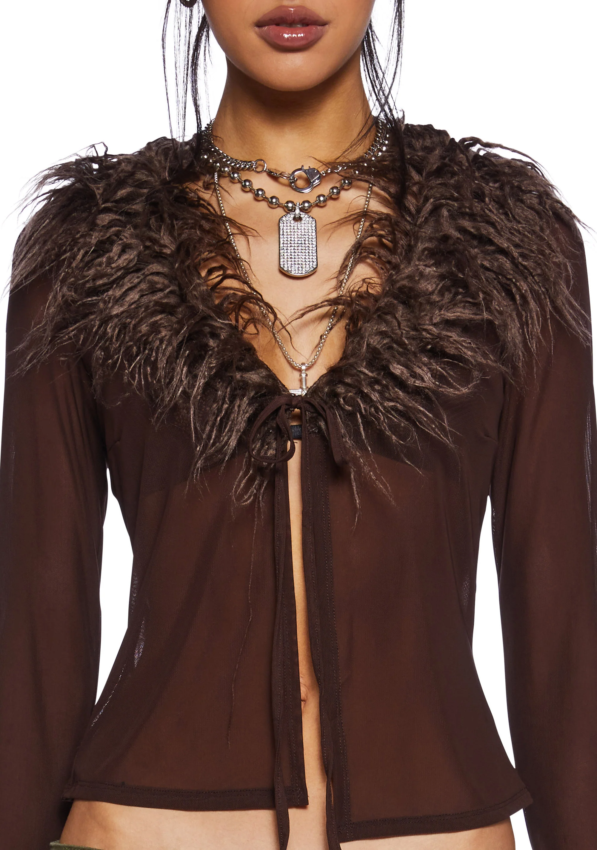 Rebel Charm Long Sleeve Top - Brown - Image 3