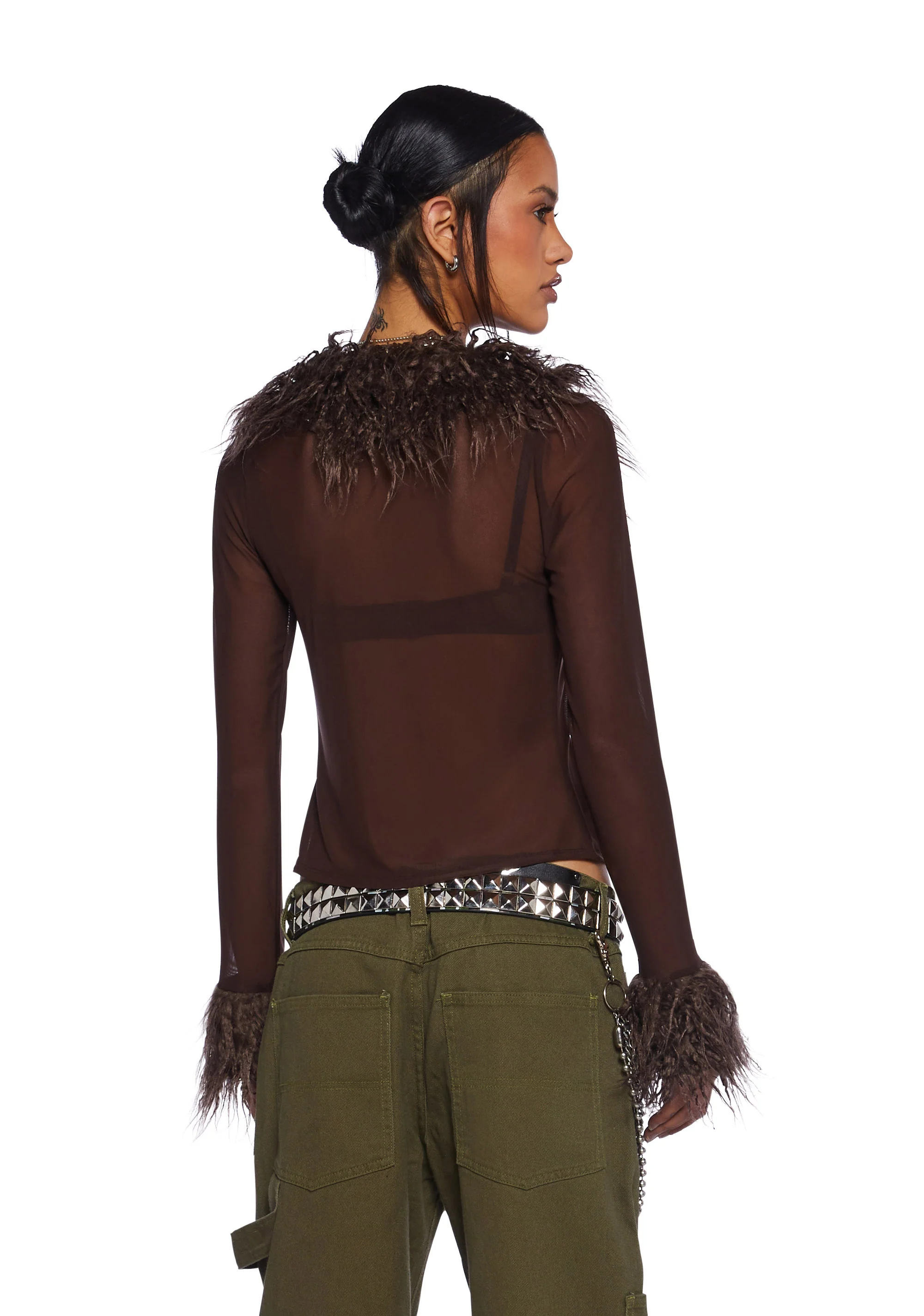 Rebel Charm Long Sleeve Top - Brown - Image 5