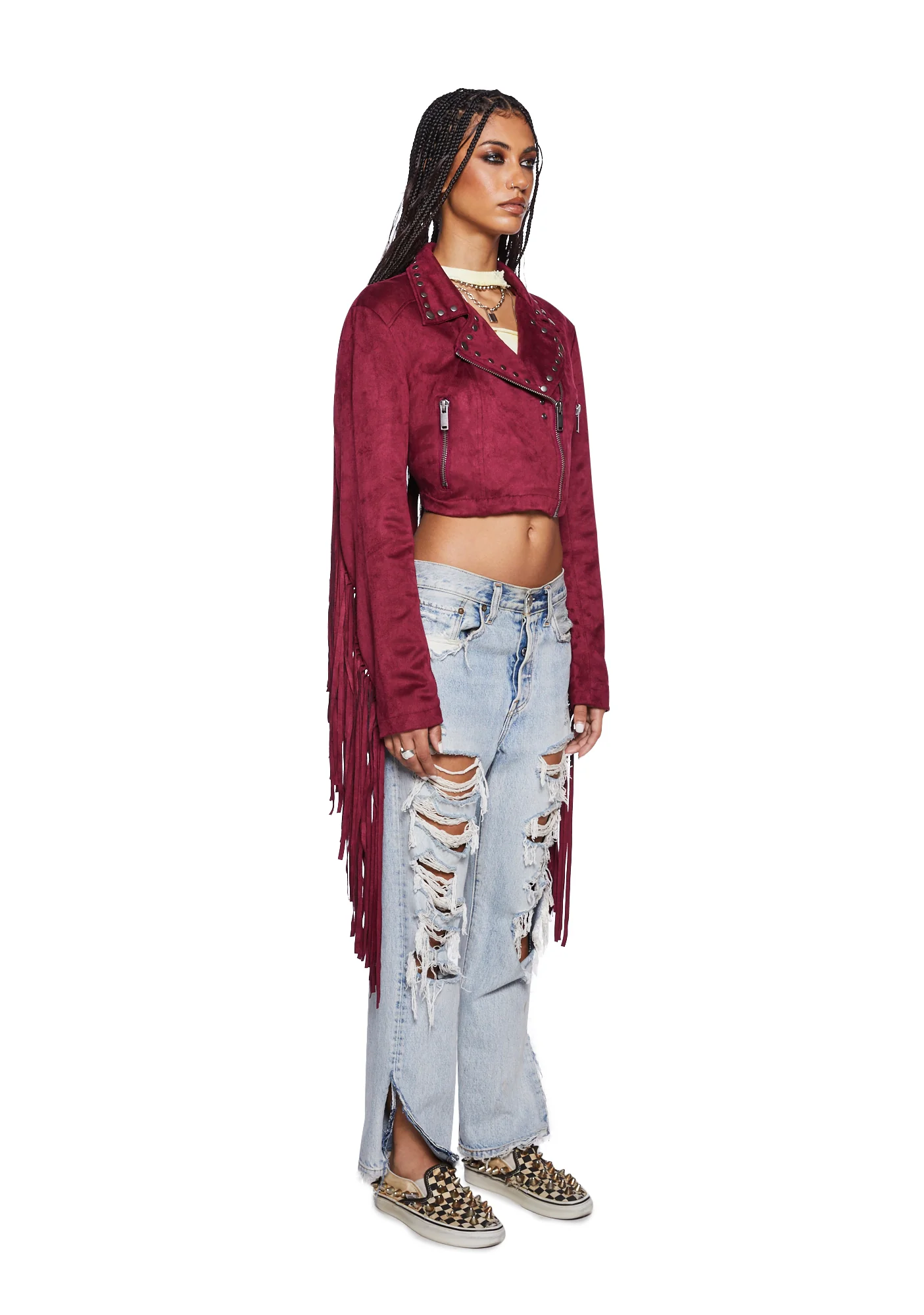 Rebel Takeover Fringe Moto Jacket - Image 3