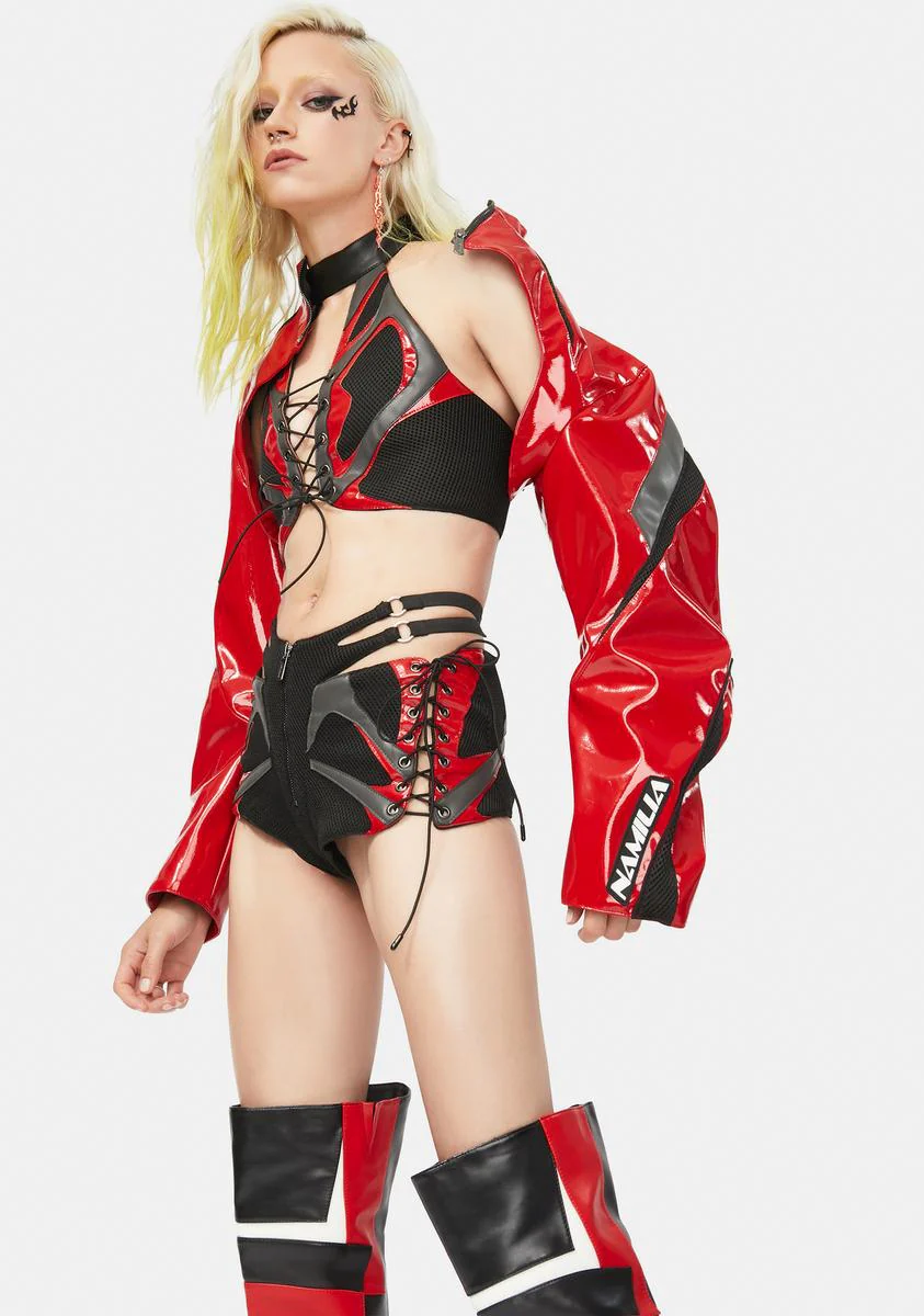 Red Patent Sneaker Neckholder Top - Image 2