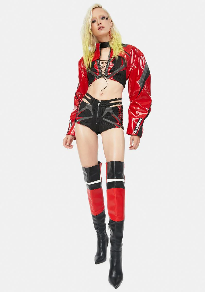 Red Patent Sneaker Neckholder Top - Image 3