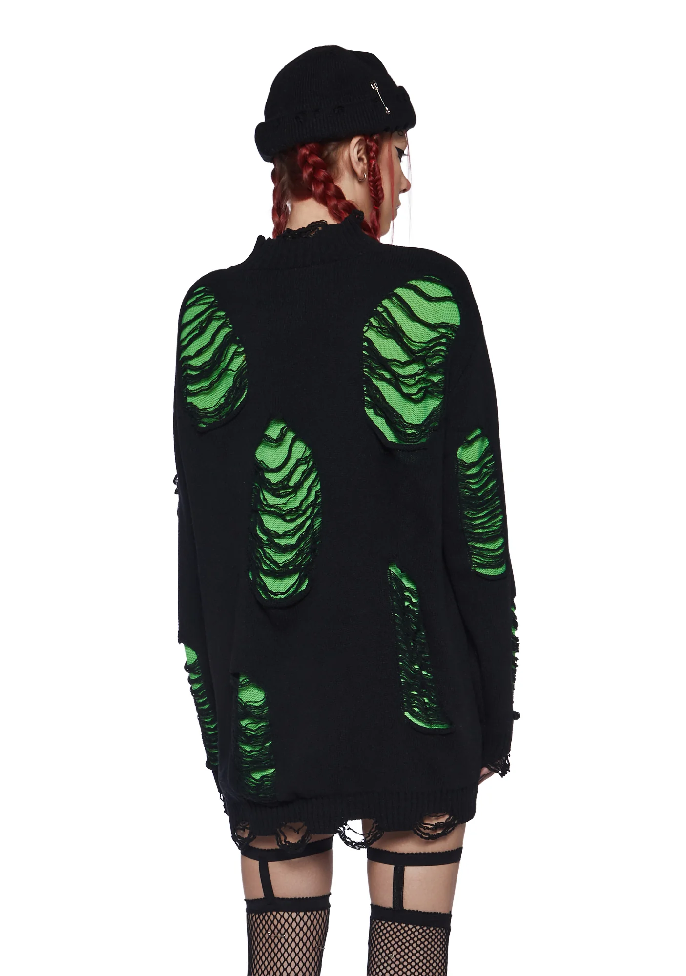 Remote Control Knit Sweater - Green - Image 4