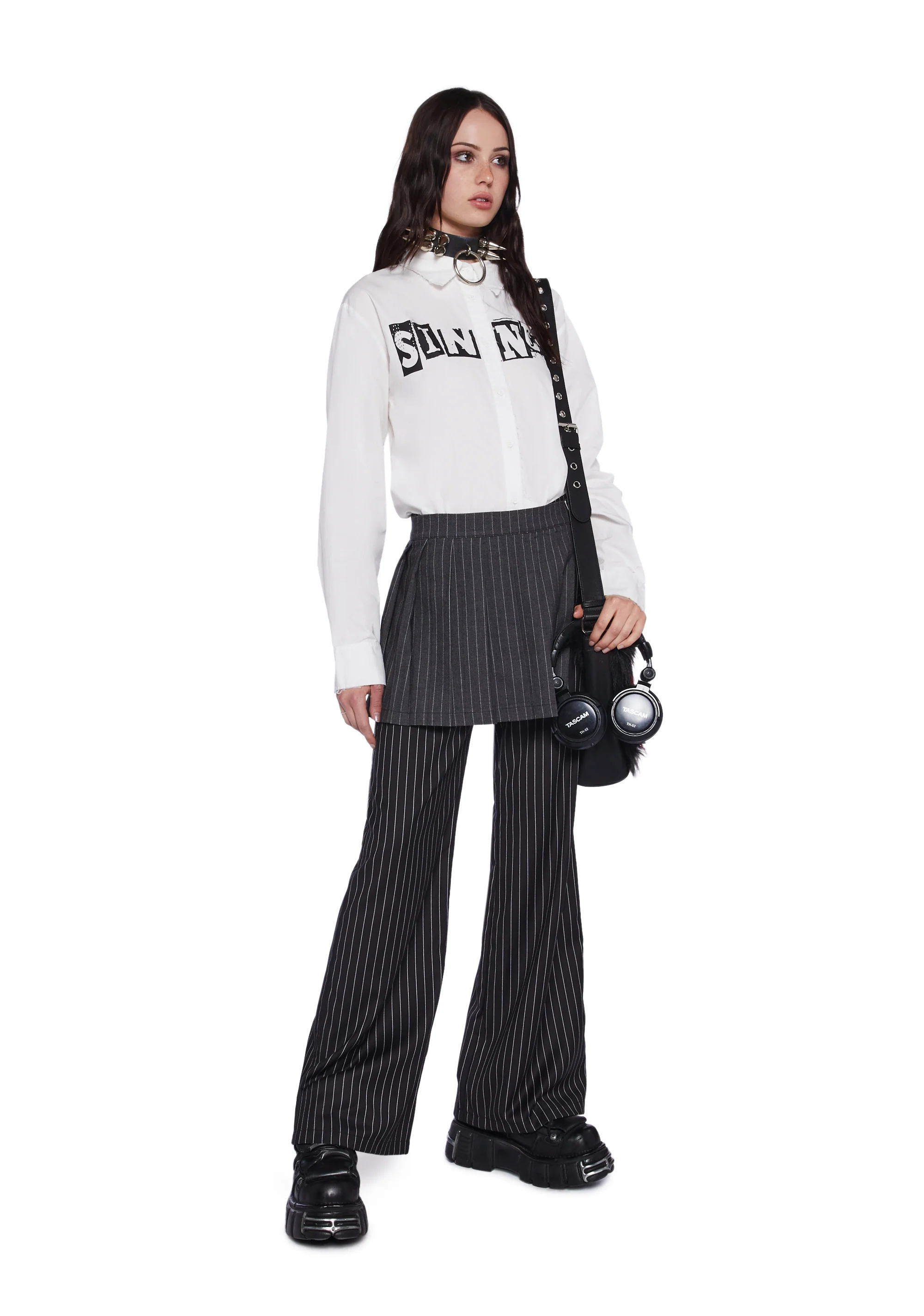 Pinstripe Skirt Pants - Image 2
