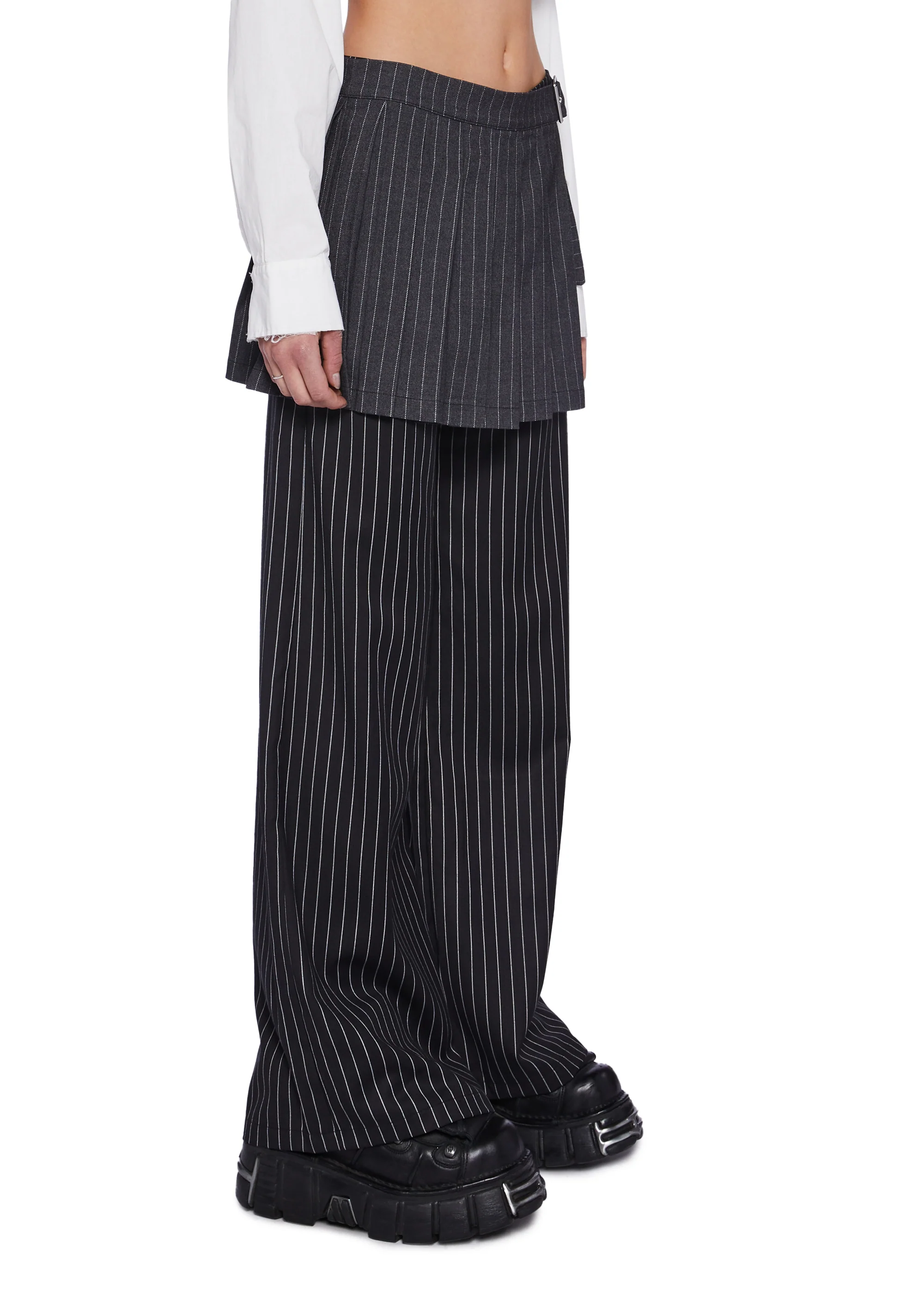 Pinstripe Skirt Pants - Image 3
