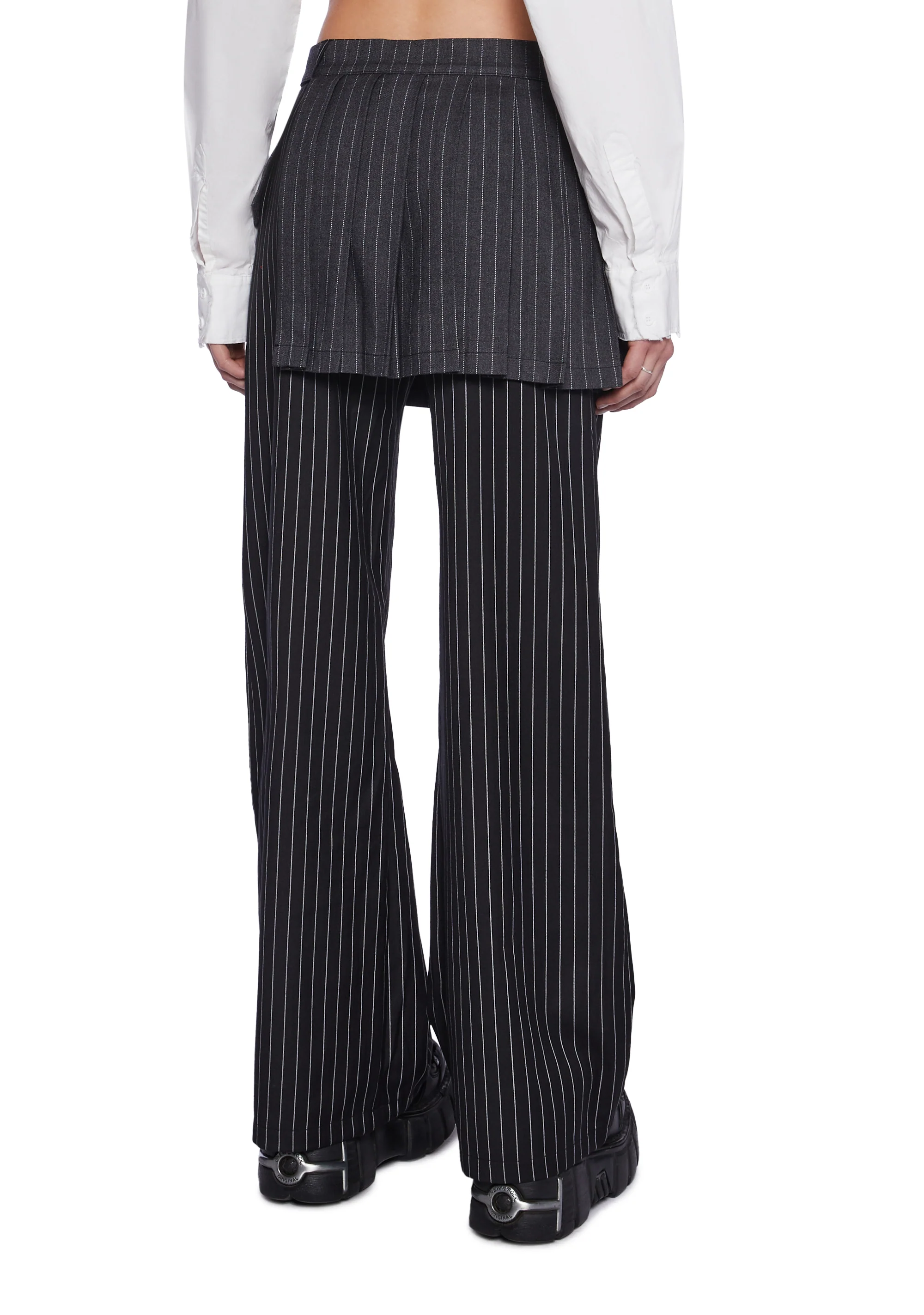 Pinstripe Skirt Pants - Image 4