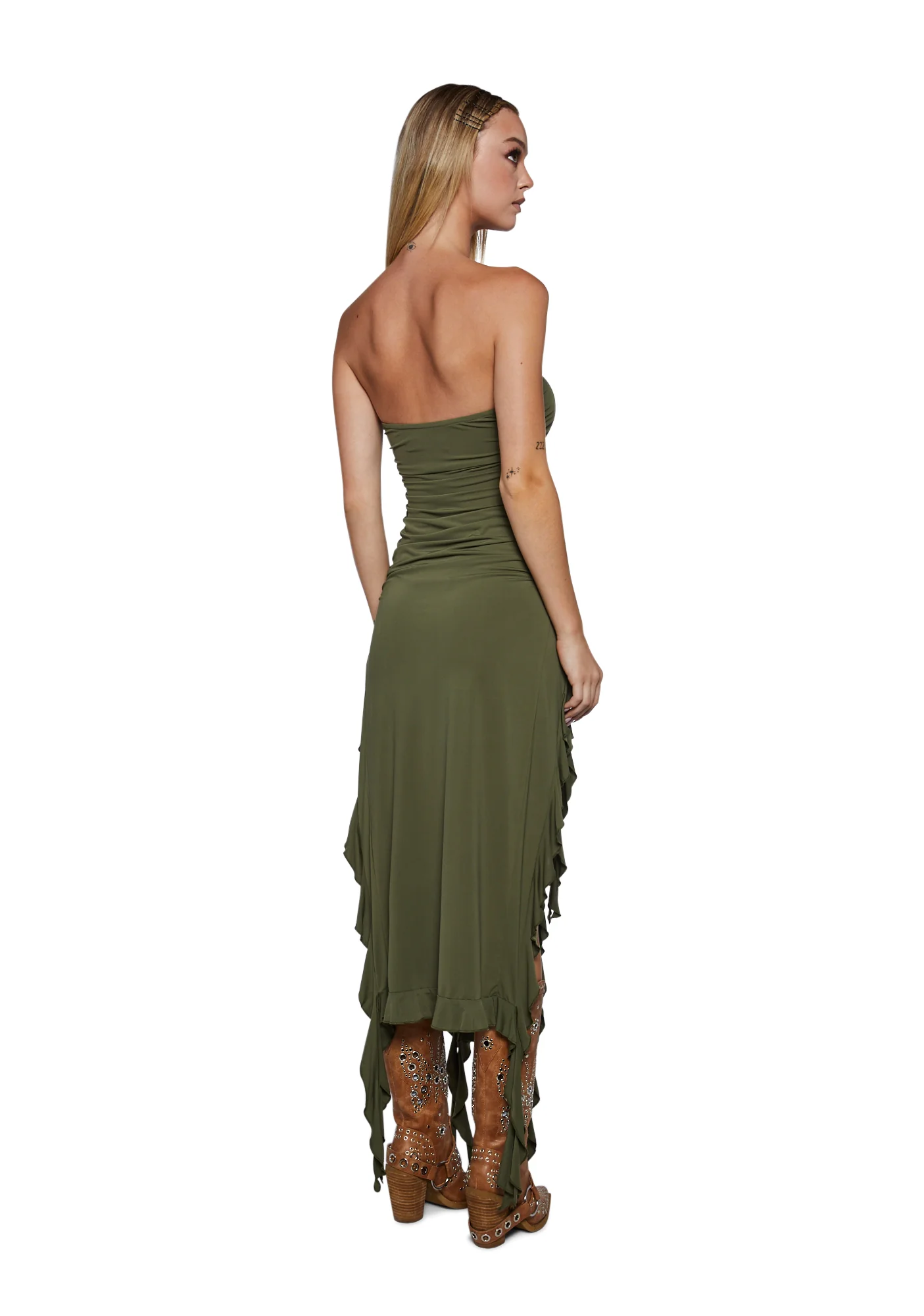 Rendezvous Strapless Dress - Olive - Image 4