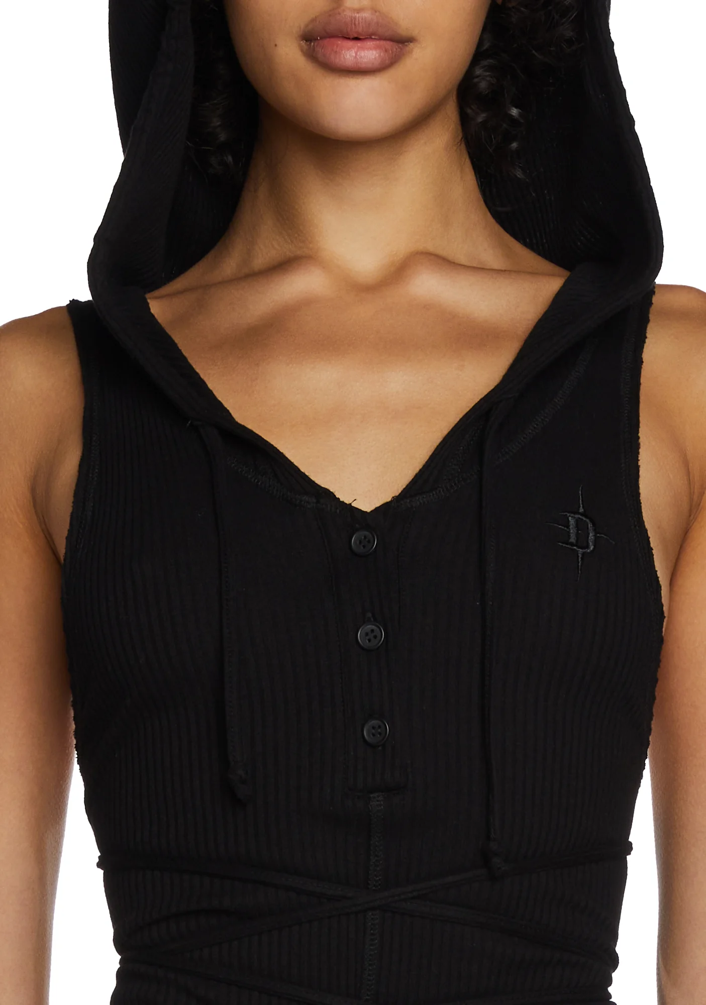 Replay Hooded Racerback Romper - Black - Image 5