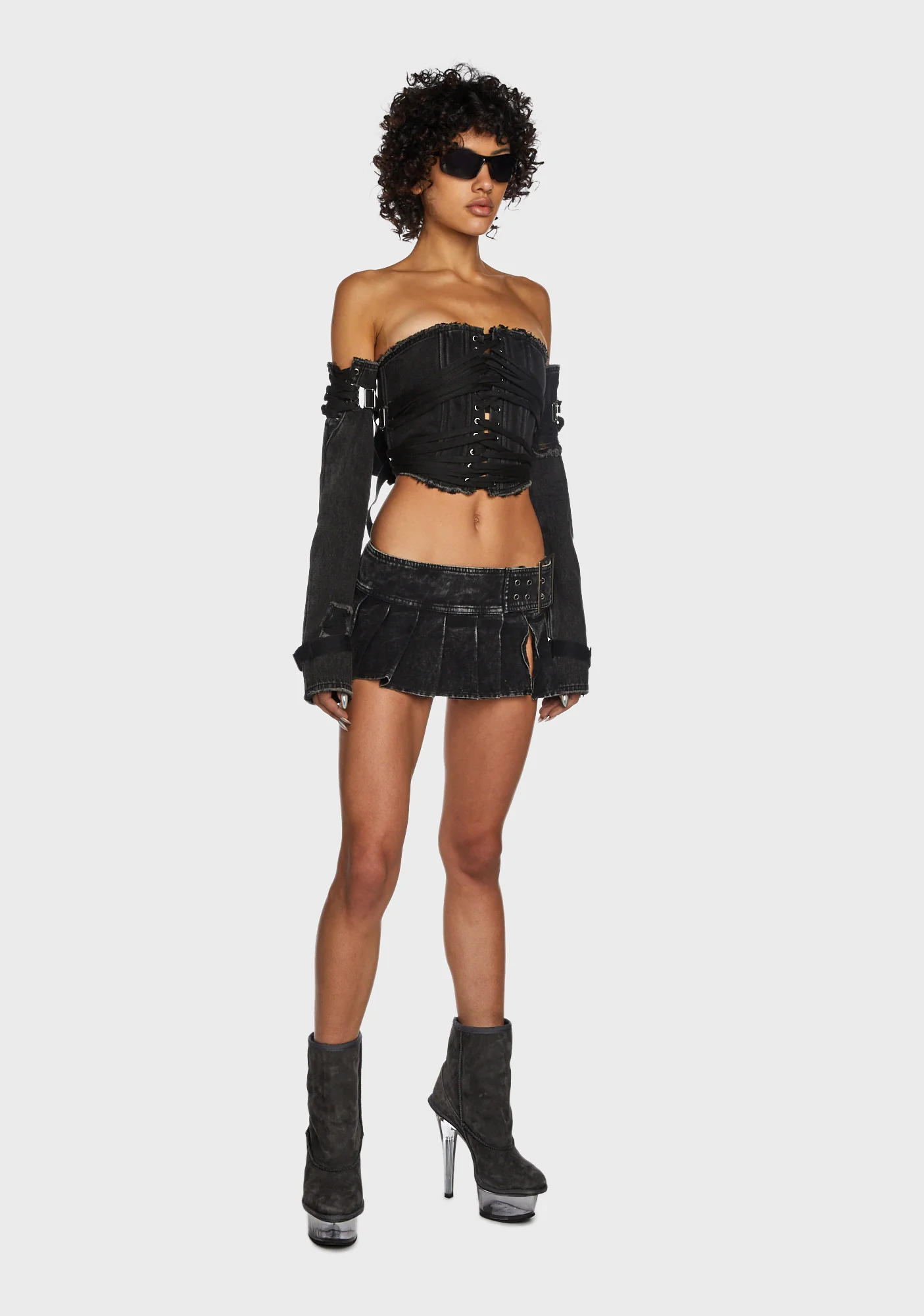 Replay Lace-Up Corset And Gloves Set - Black - Image 6