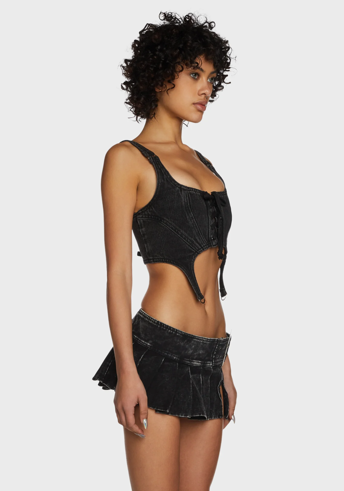 Replay Lace-Up Corset Top - Black - Image 3