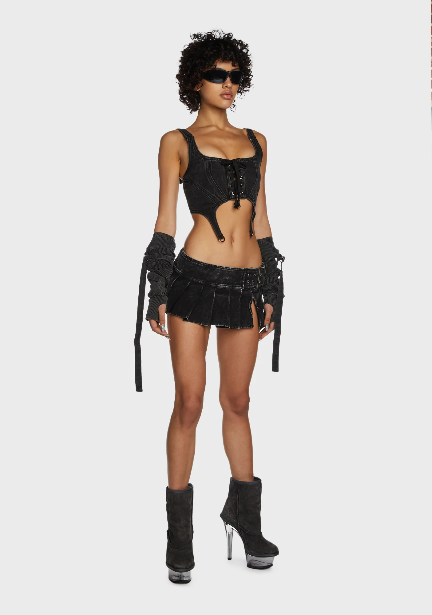 Replay Lace-Up Corset Top - Black - Image 5