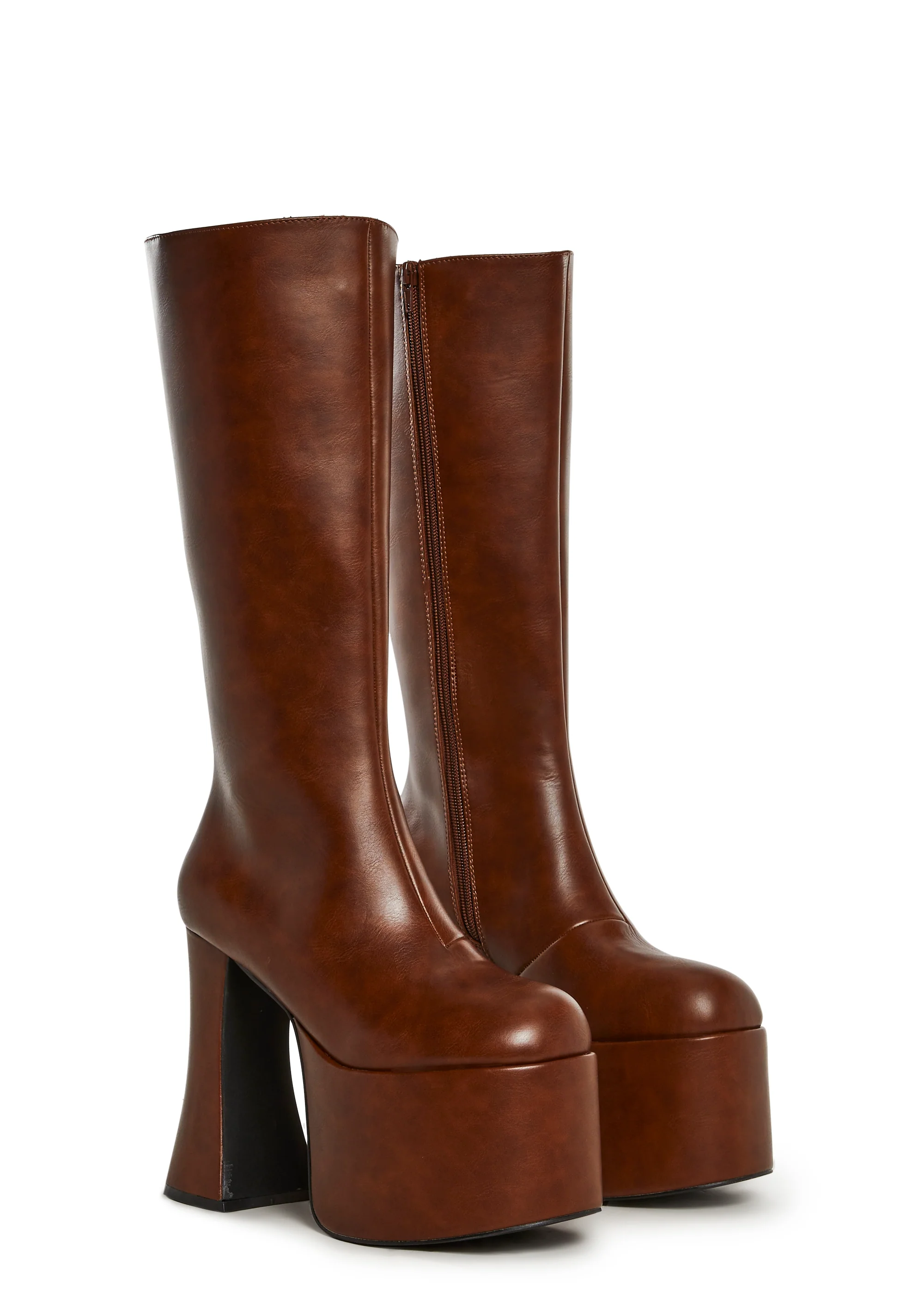 Retro Party Platform Boots - Brown - Image 3