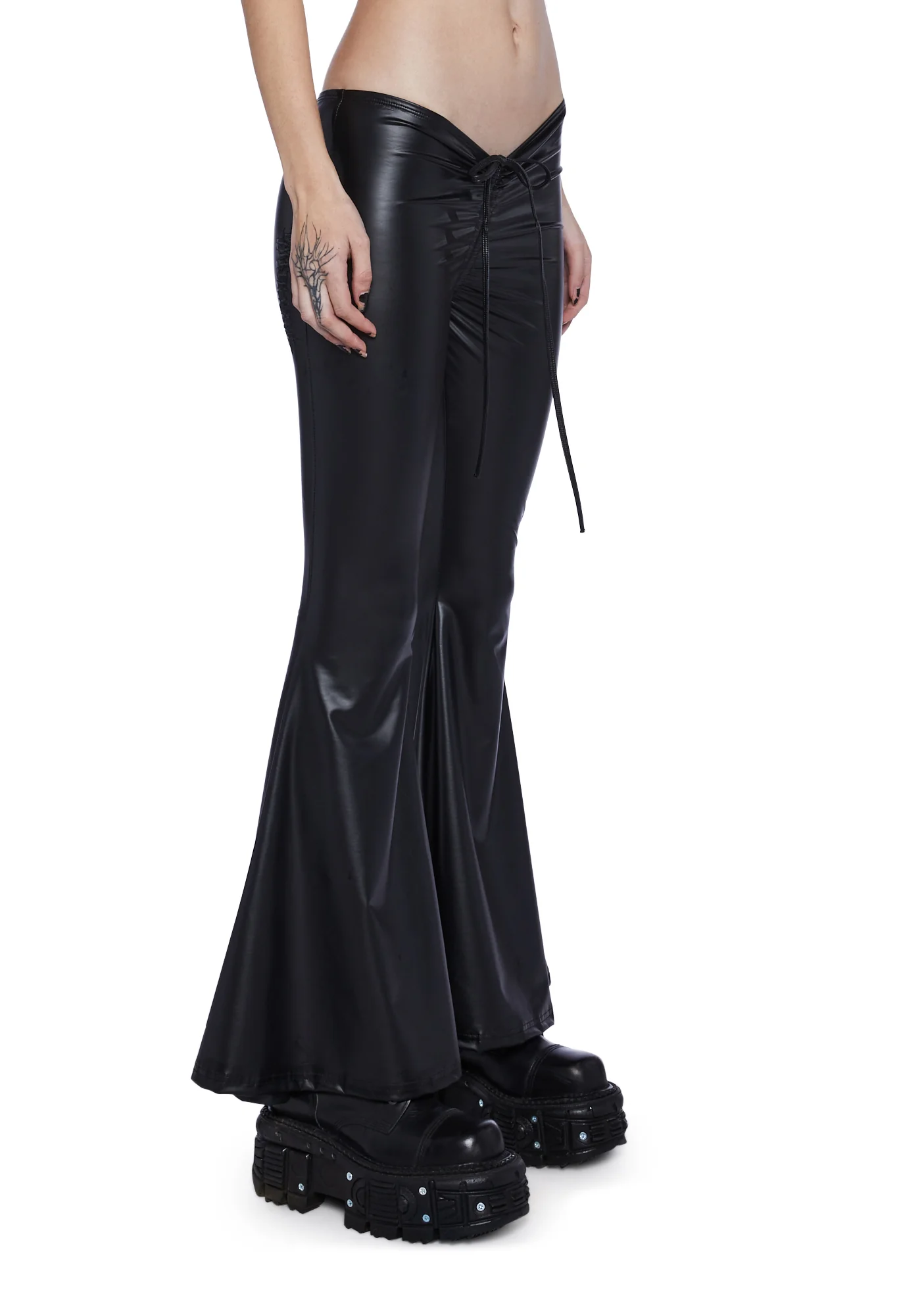 Reverb V-Cut Vegan Leather Bell Bottoms - Image 3