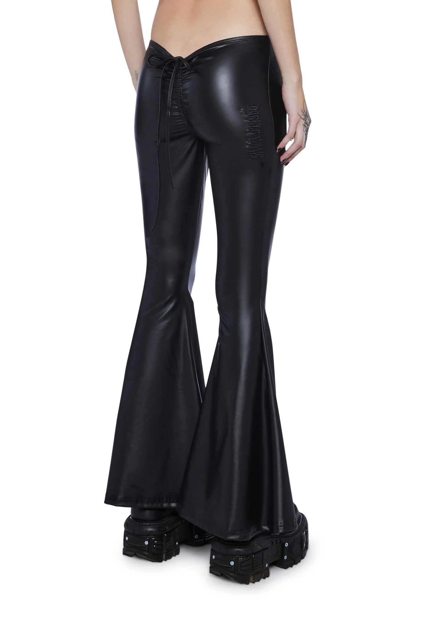 Reverb V-Cut Vegan Leather Bell Bottoms - Image 4
