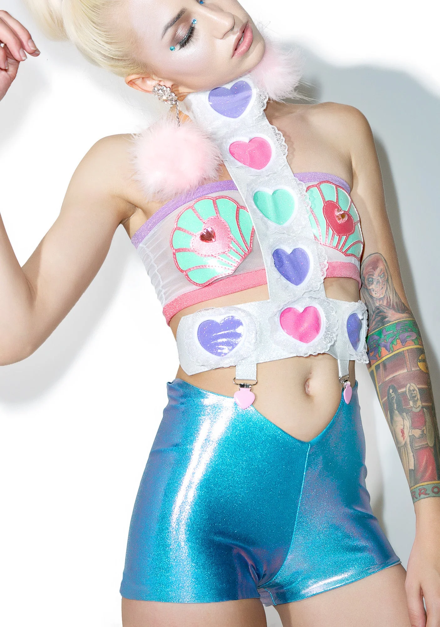 Reversible Hologram Mermaid Shorts - Light Blue - Image 3