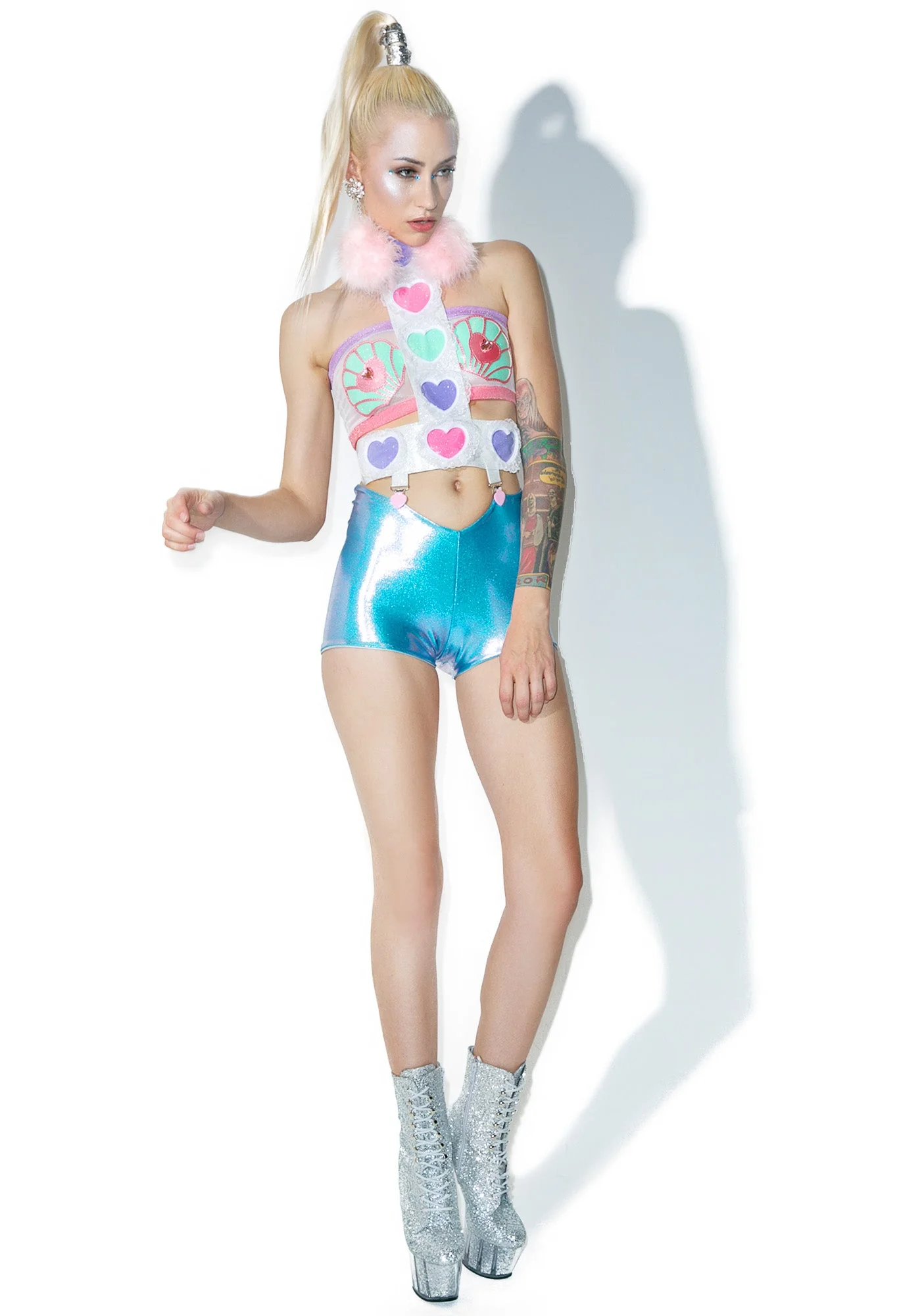 Reversible Hologram Mermaid Shorts - Light Blue - Image 4