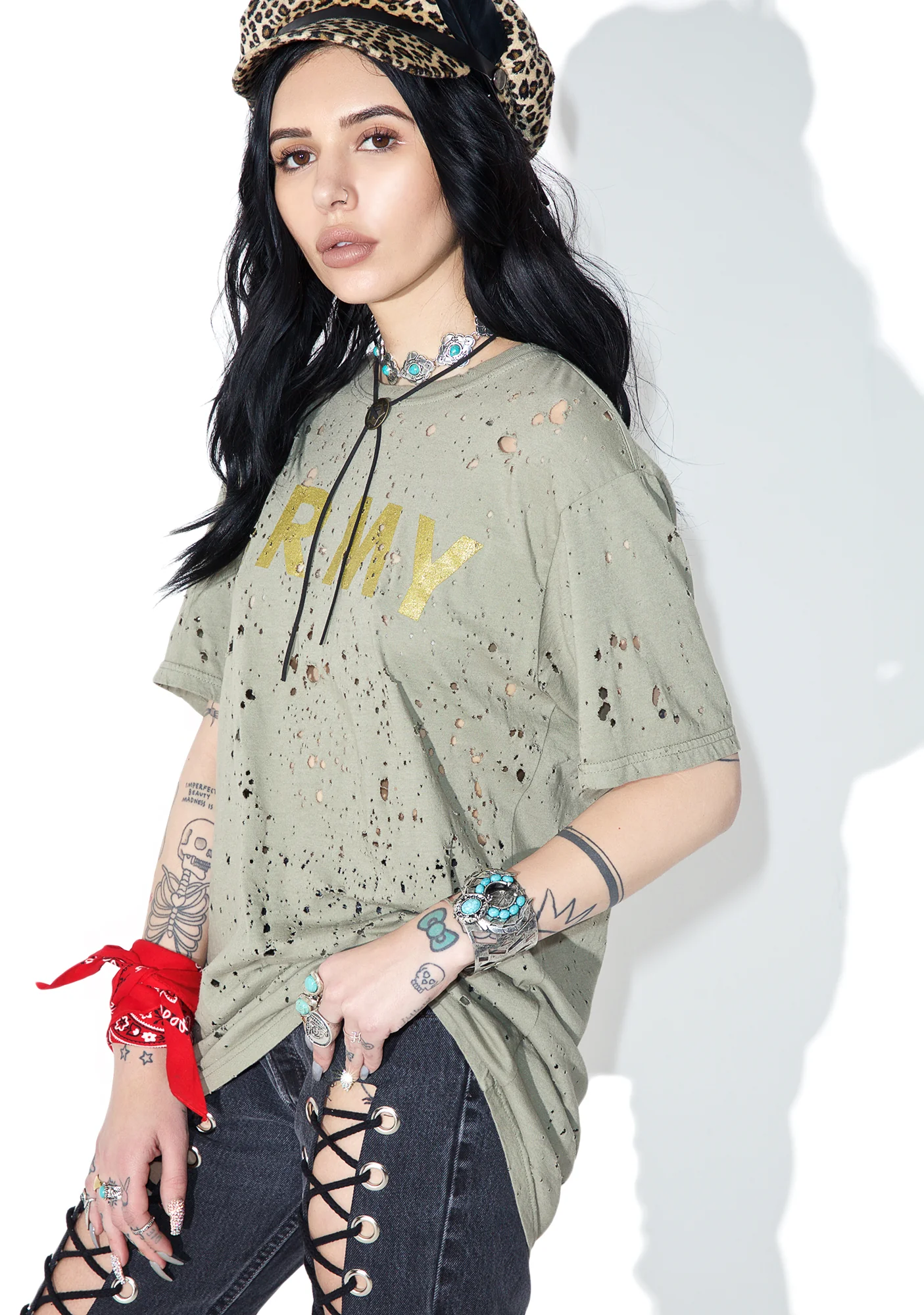 Reworked Distressed Army Tee - Image 3