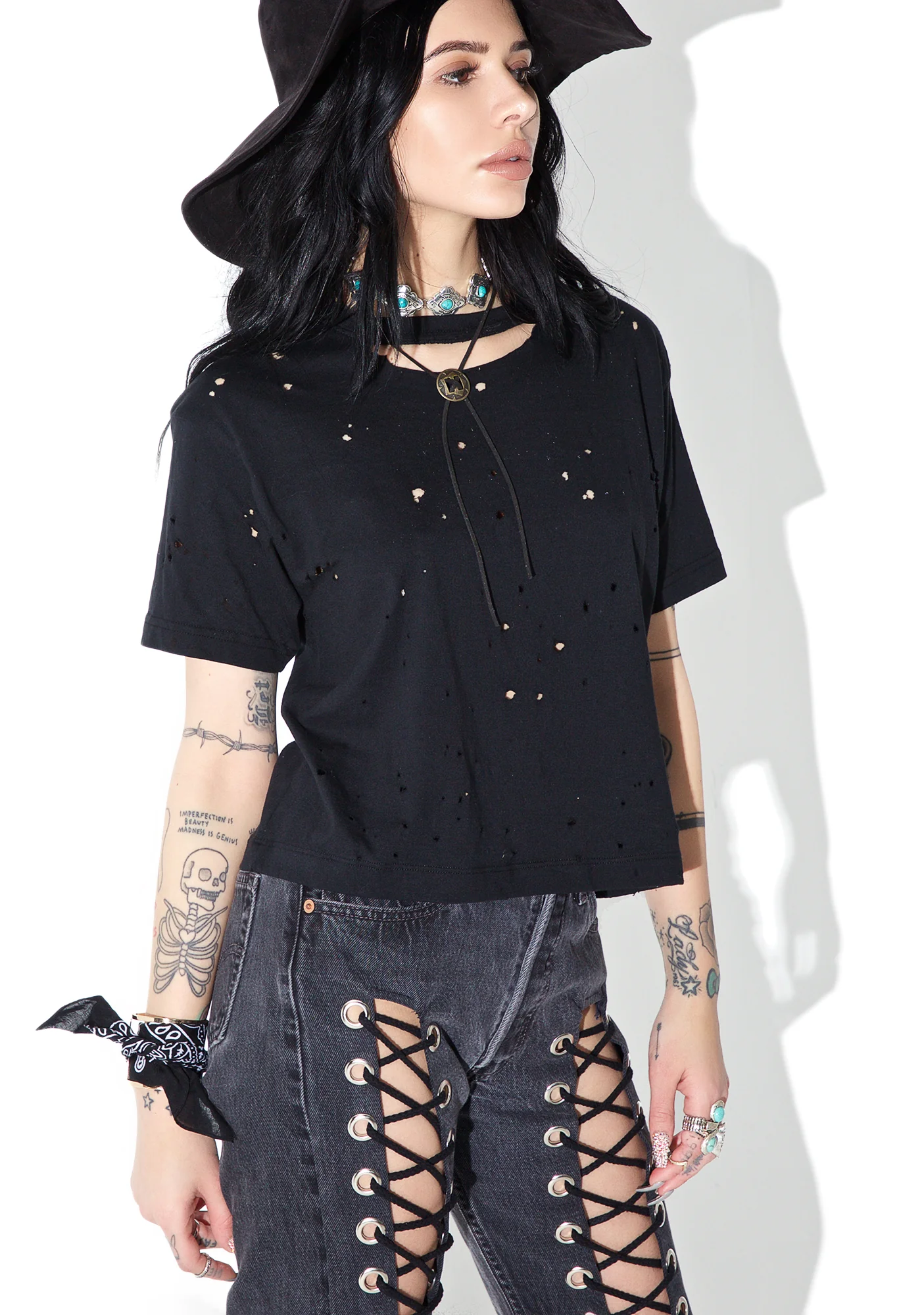 Reworked Distressed Crop Tee - Image 2