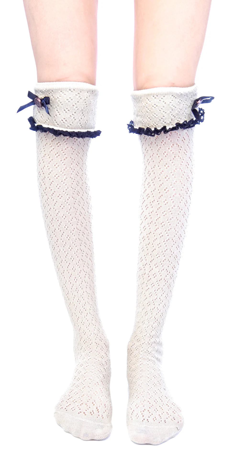 Ribbon Knee High Socks - Off White - Image 10