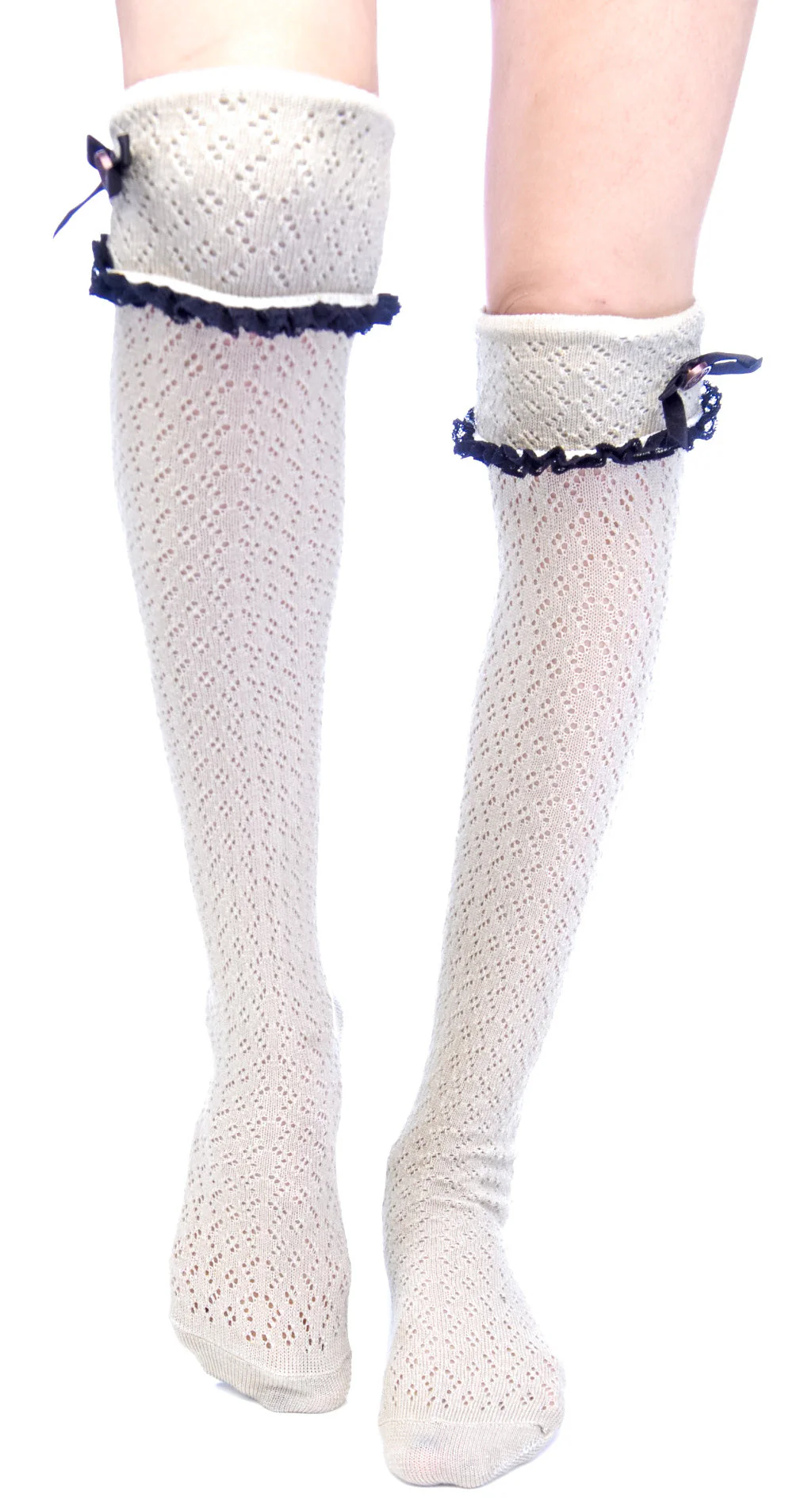 Ribbon Knee High Socks - Off White - Image 8