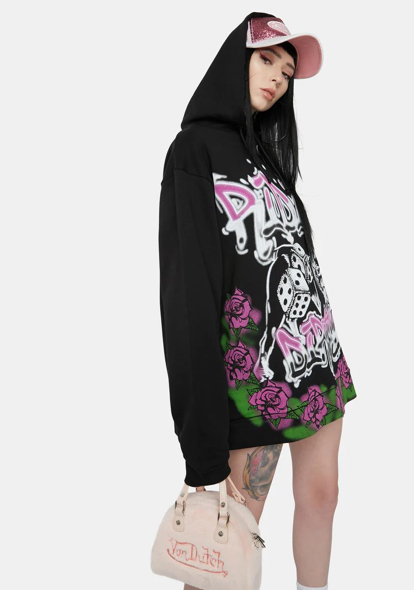 Ridin' Dirty Graffiti Print Oversized Hoodie - Image 2