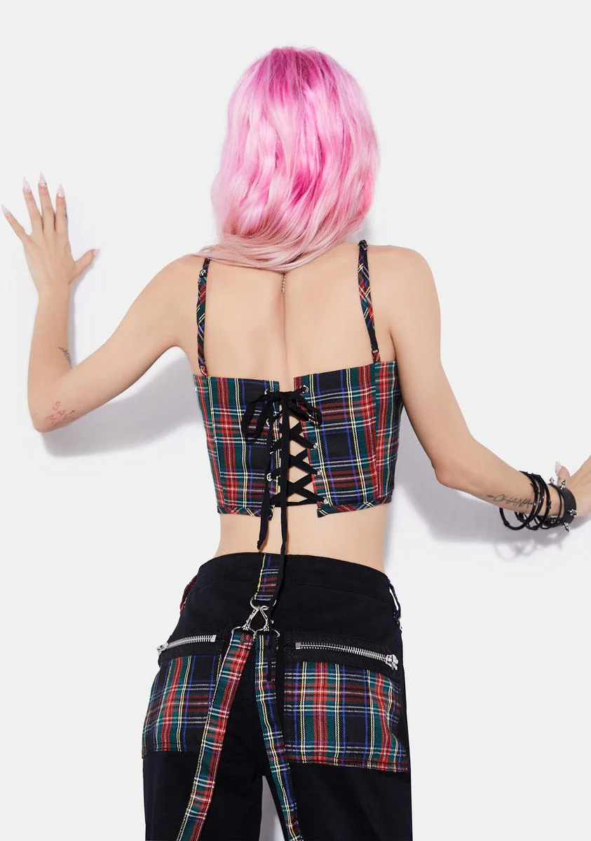Riot Squad Plaid Corset Top - Image 4