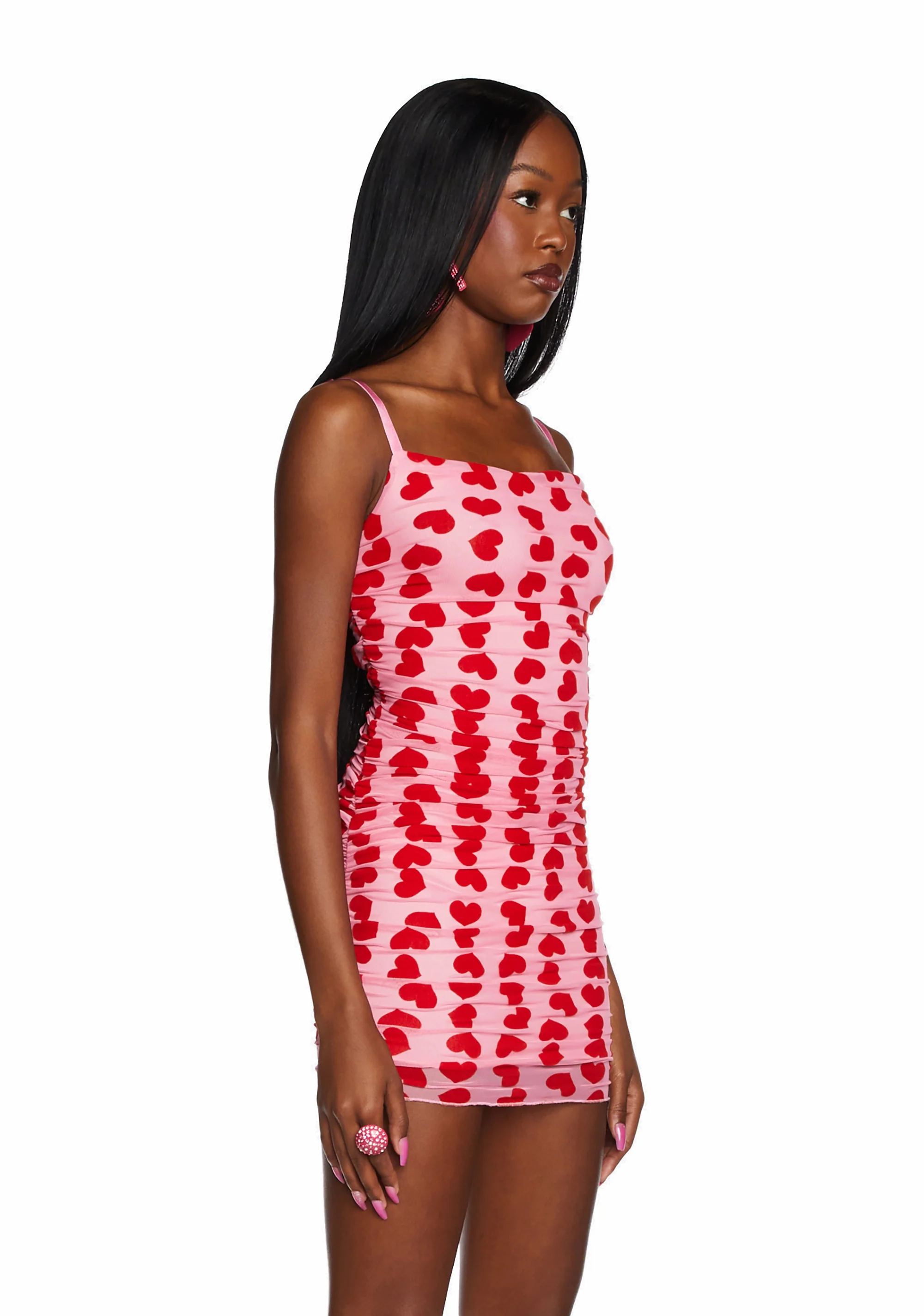 Rise And Fall Mesh Dress - Pink/Red - Image 3