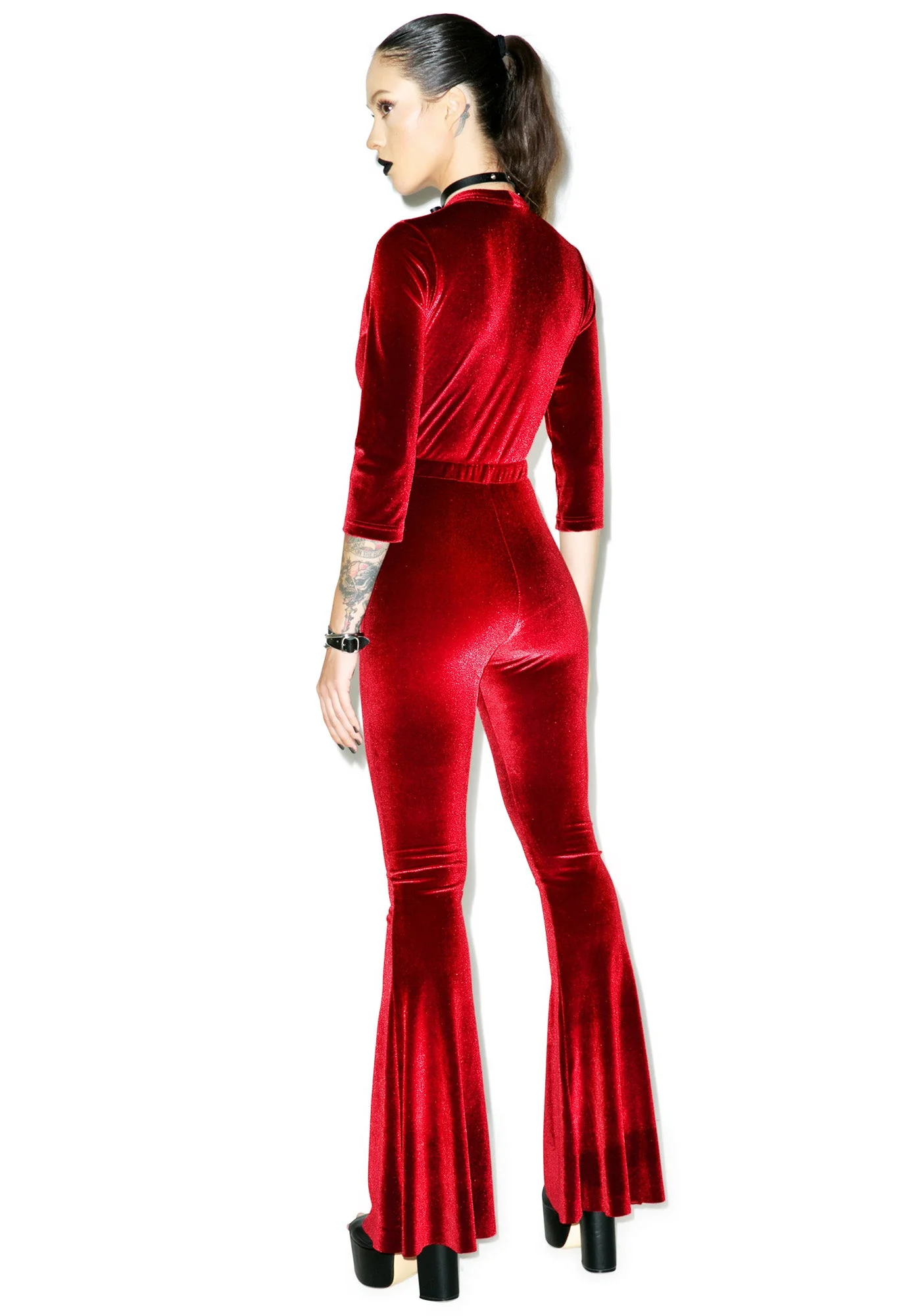 Ritchie Velvet Jumpsuit - Red - Image 6
