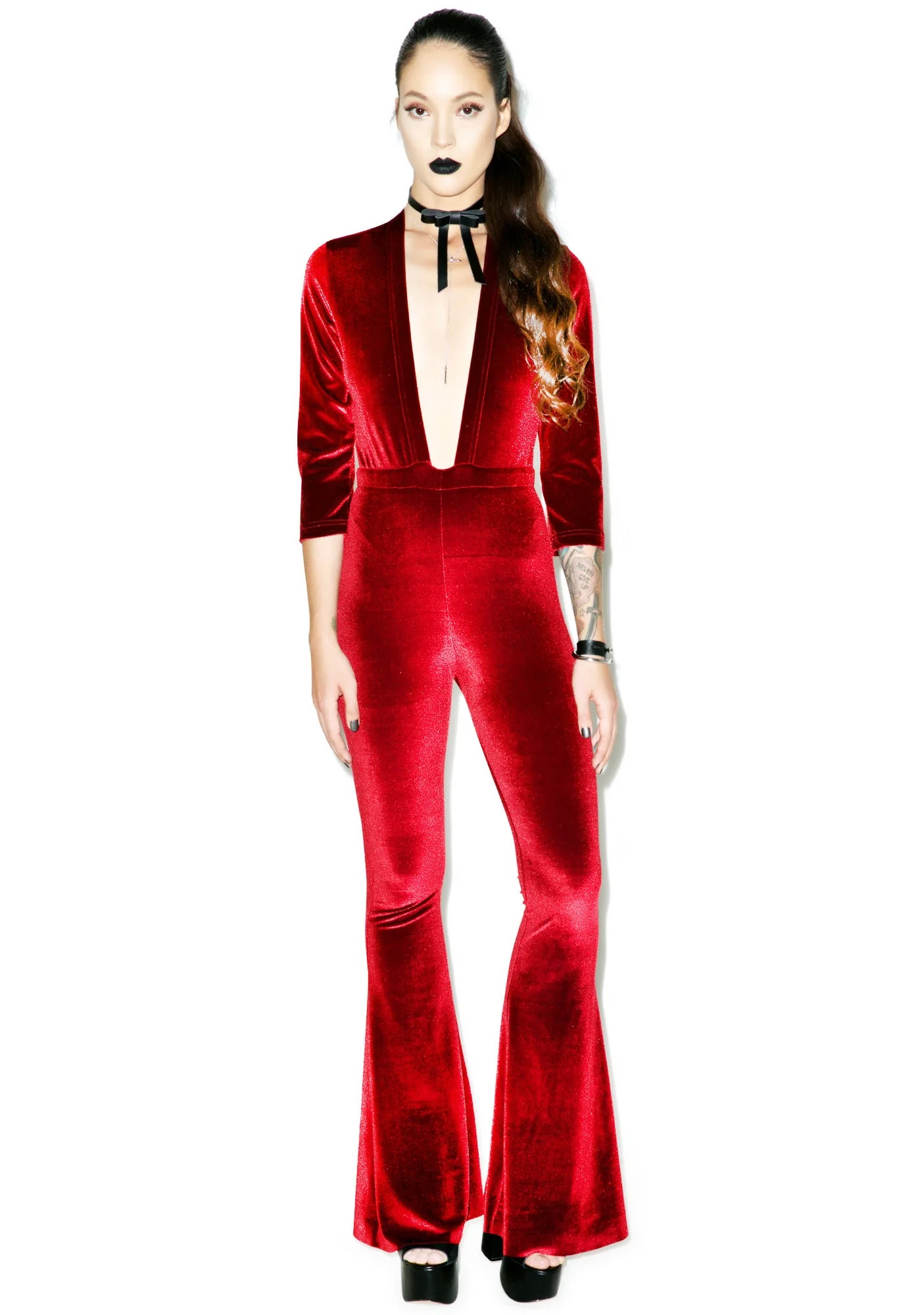 Ritchie Velvet Jumpsuit - Red - Image 7