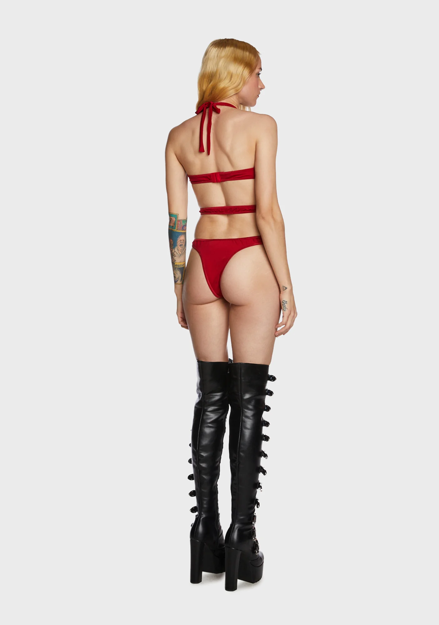 Rockstar Rebellion Cutout Bodysuit - Red - Image 5