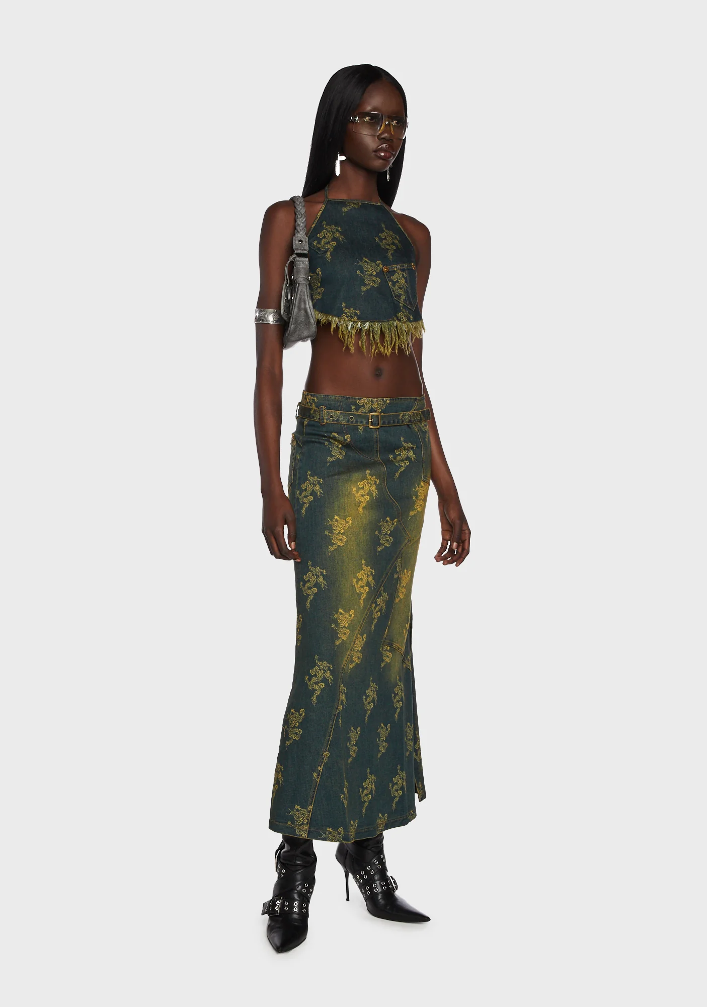 Romance Grunge Denim Long Skirt - Image 5