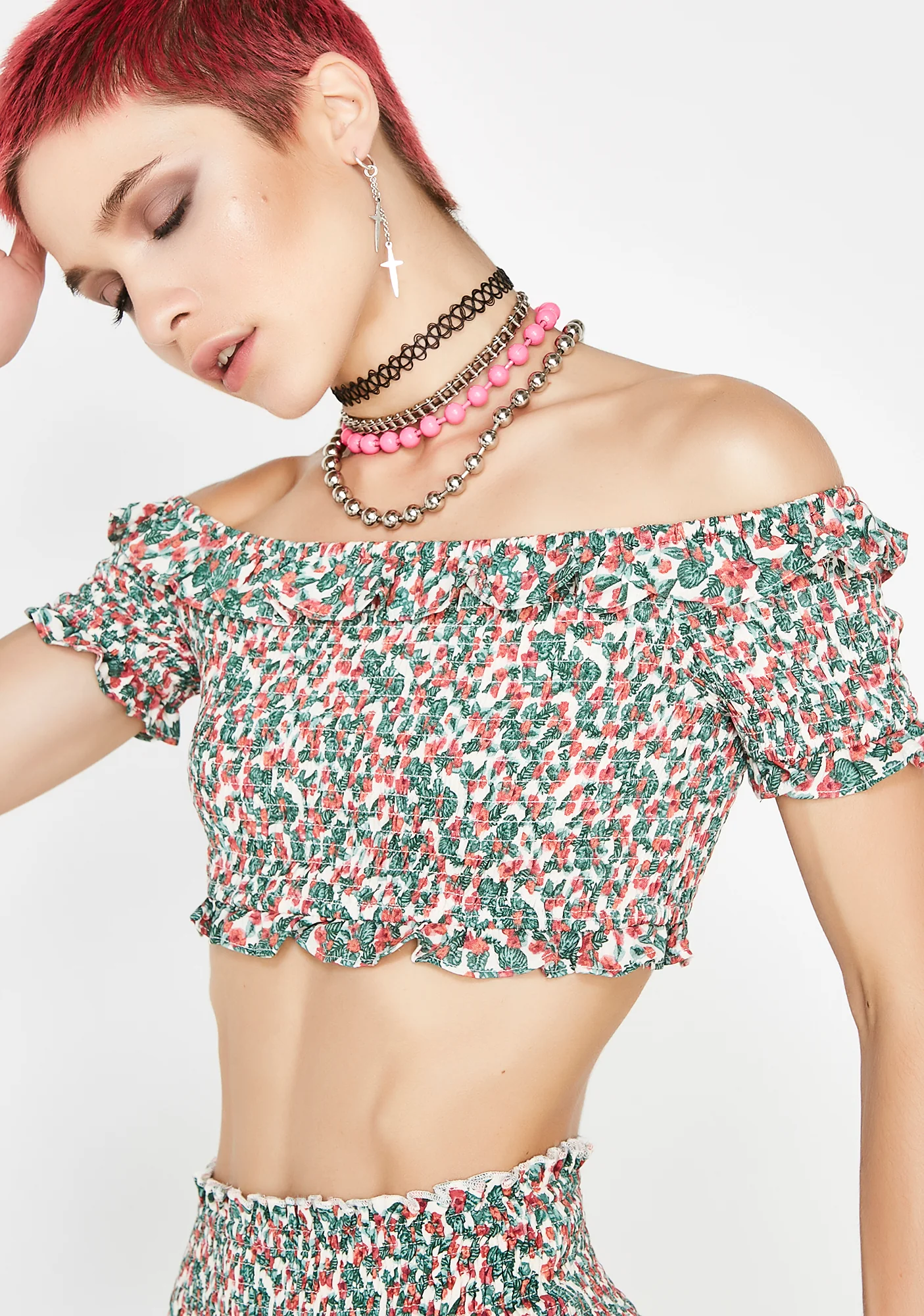 Romantic Love Smocked Crop Top - Image 2