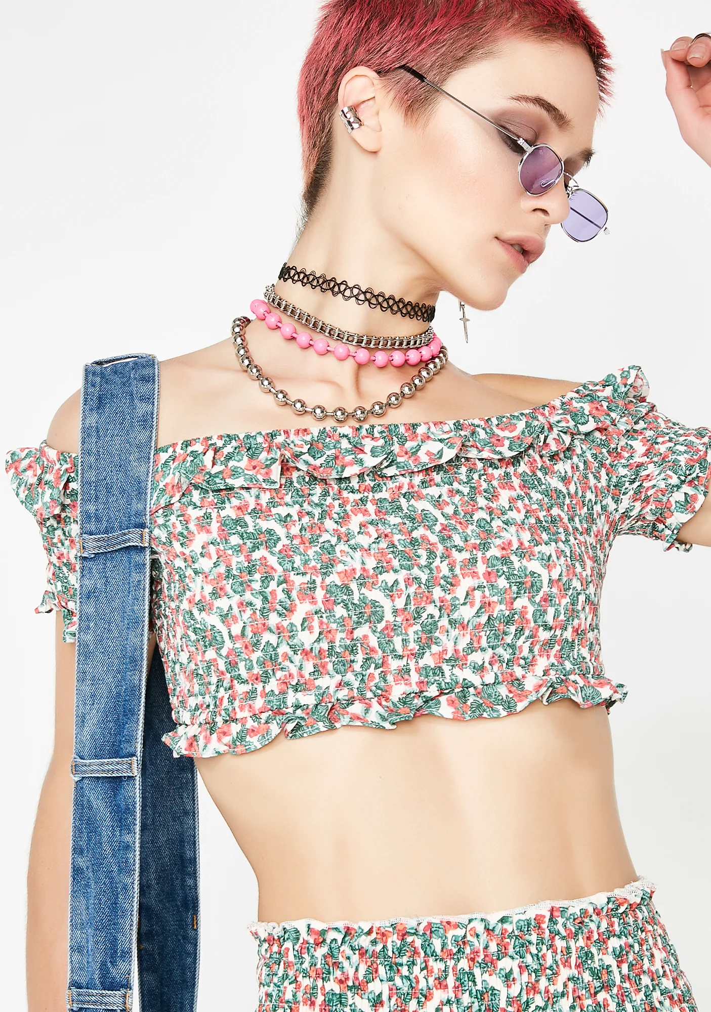 Romantic Love Smocked Crop Top - Image 3