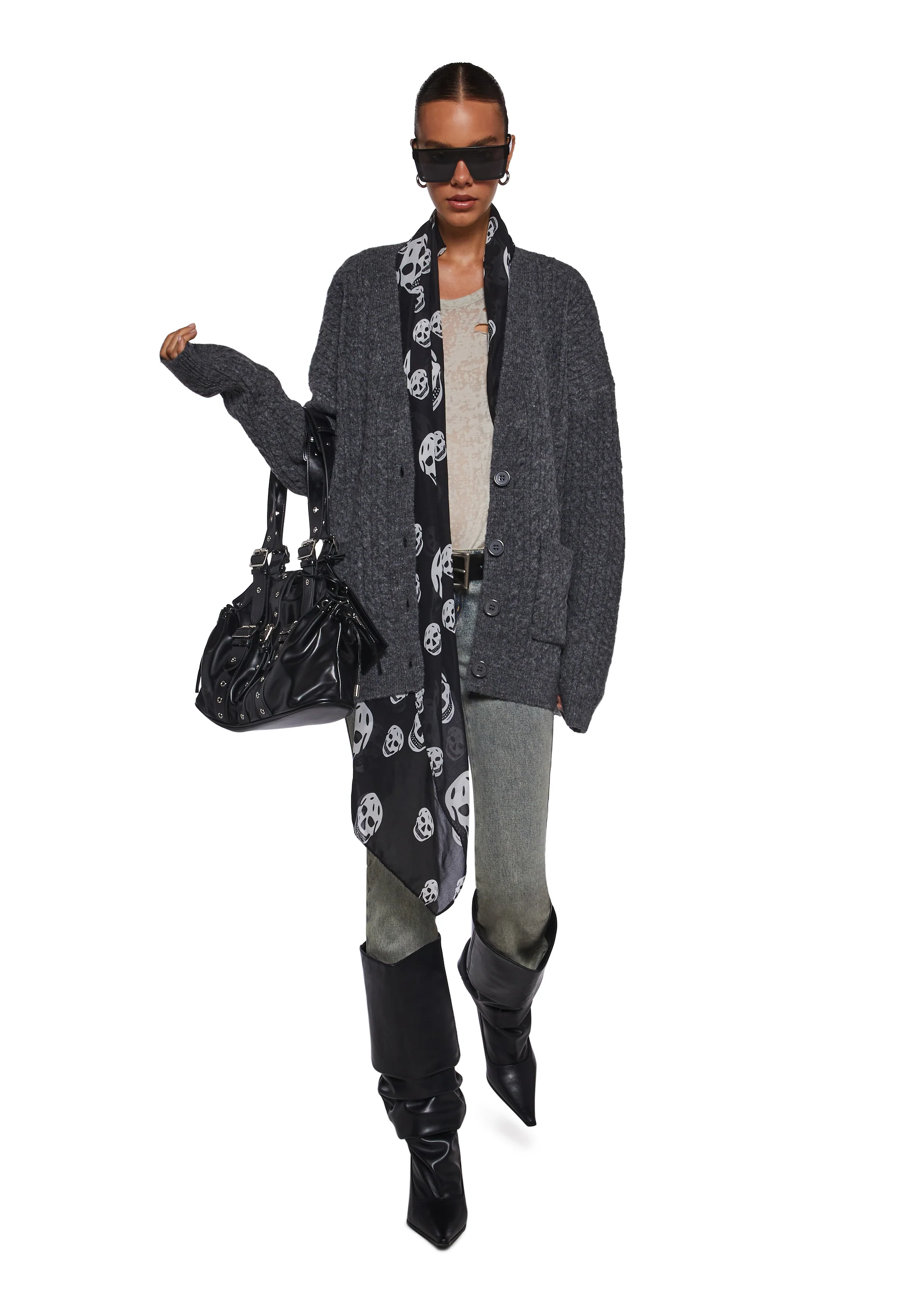 Rooftop Escape Knit Cardigan - Gray - Image 2