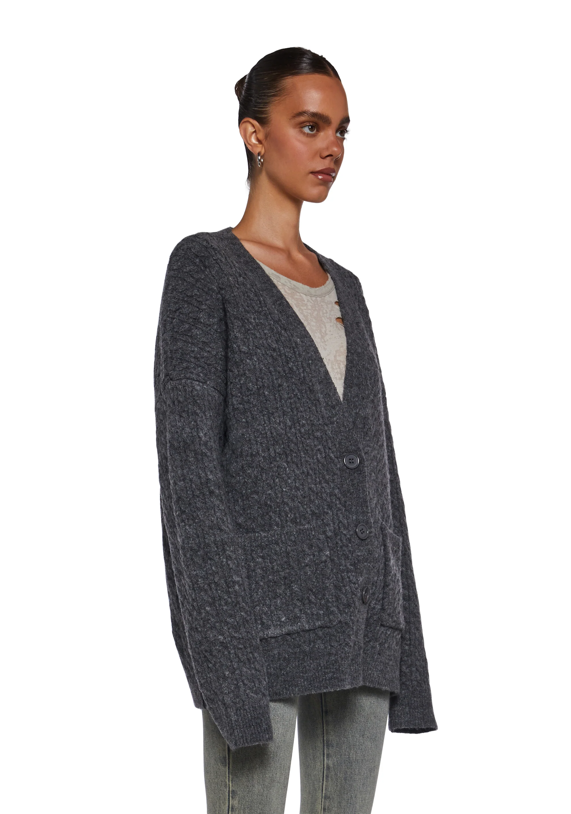 Rooftop Escape Knit Cardigan - Gray - Image 3