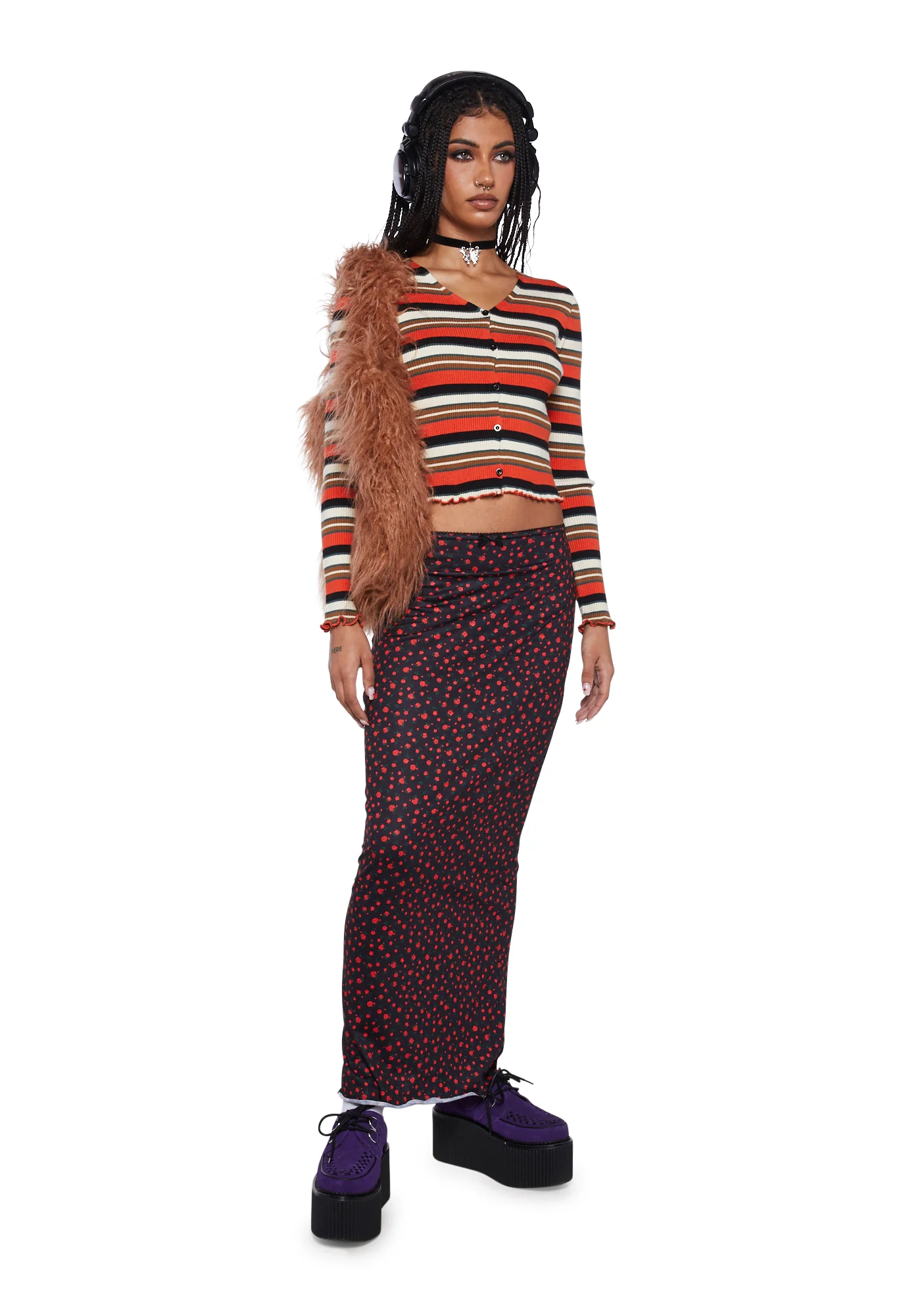 Rose Print Midi Skirt - Image 2