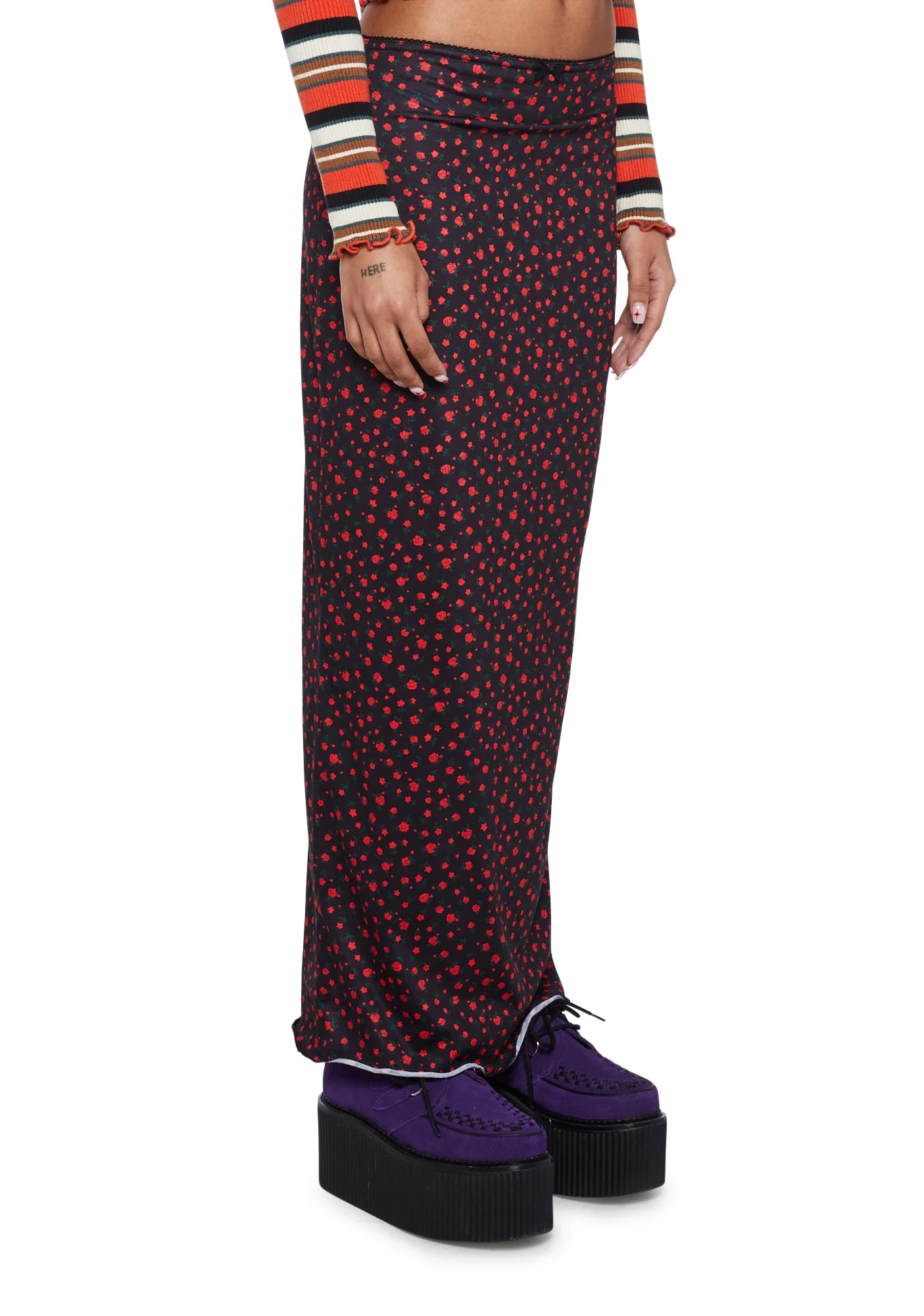Rose Print Midi Skirt - Image 3