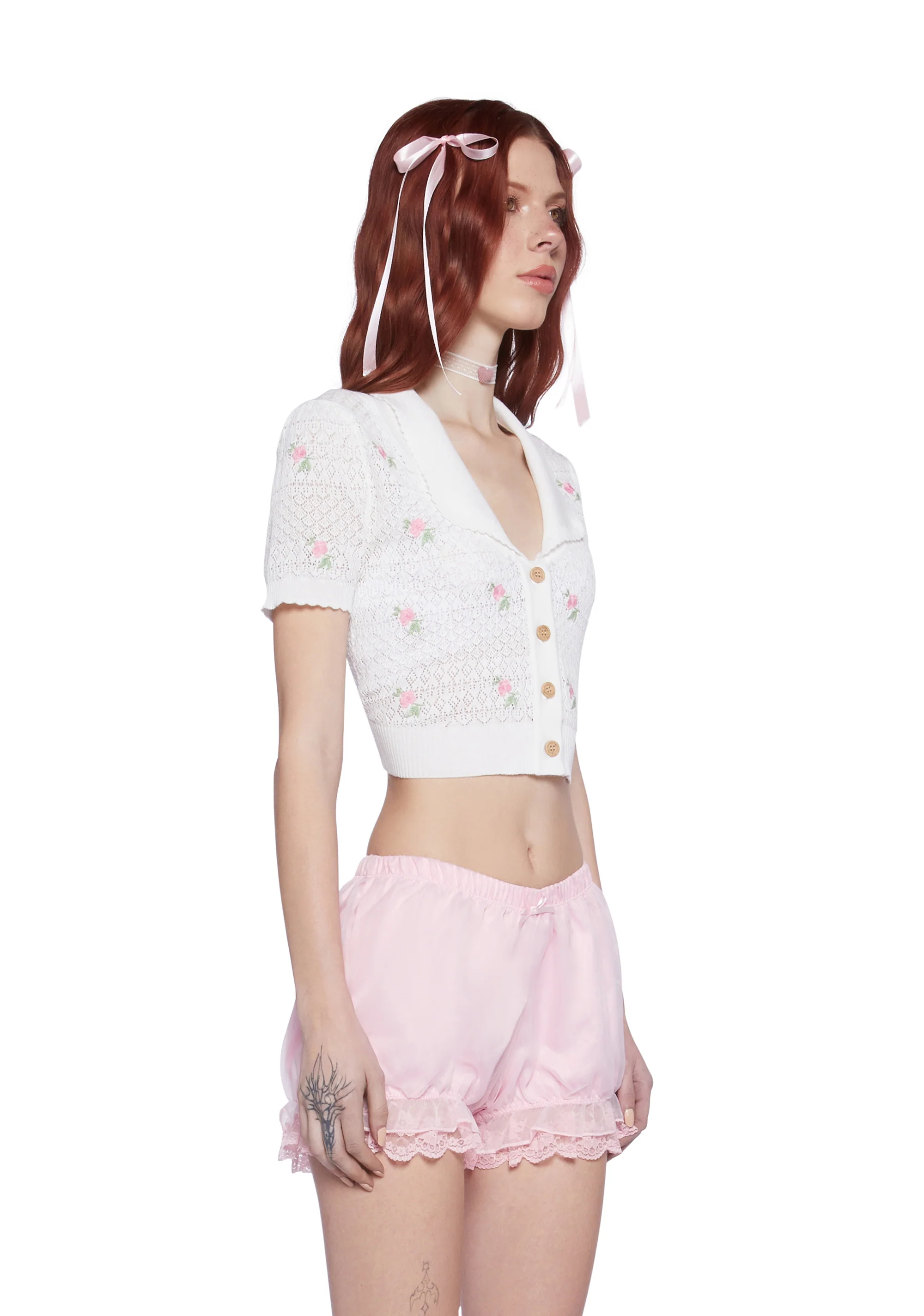 Rosy Morning Cropped Cardigan - Image 3