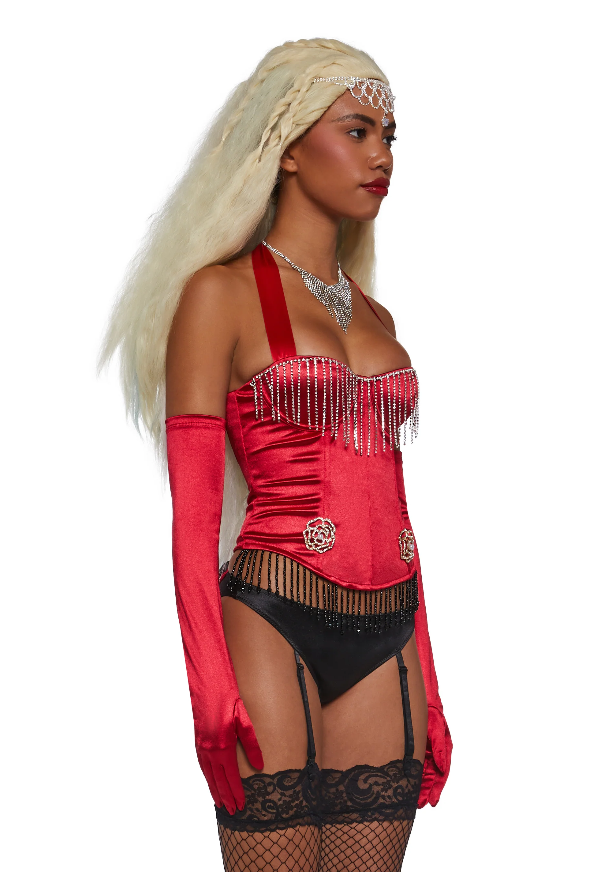 Rouge Lady Popstar Costume And Wig Set - Image 3