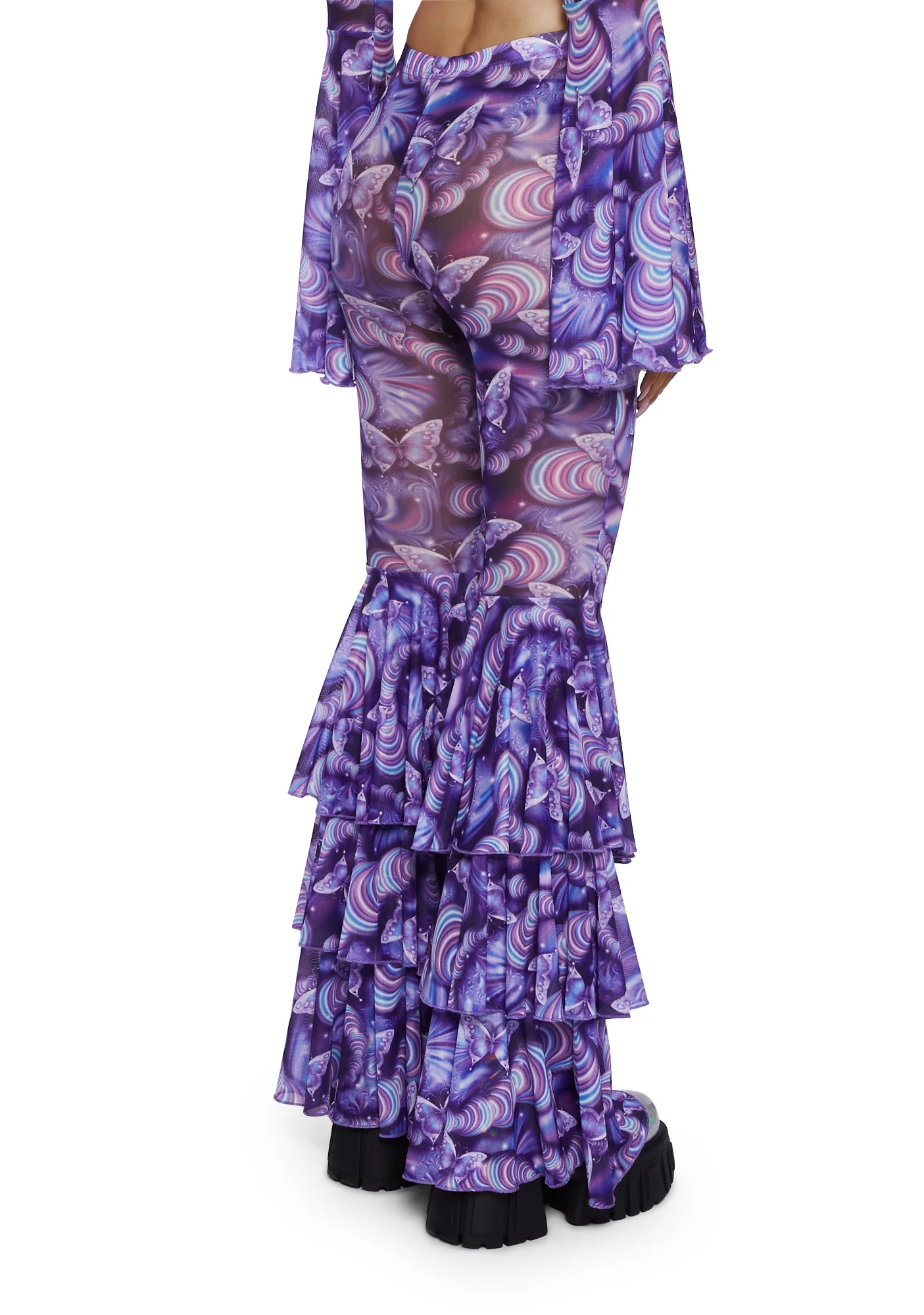 Pixie Wishes Mesh Flare Pants - Purple - Image 4