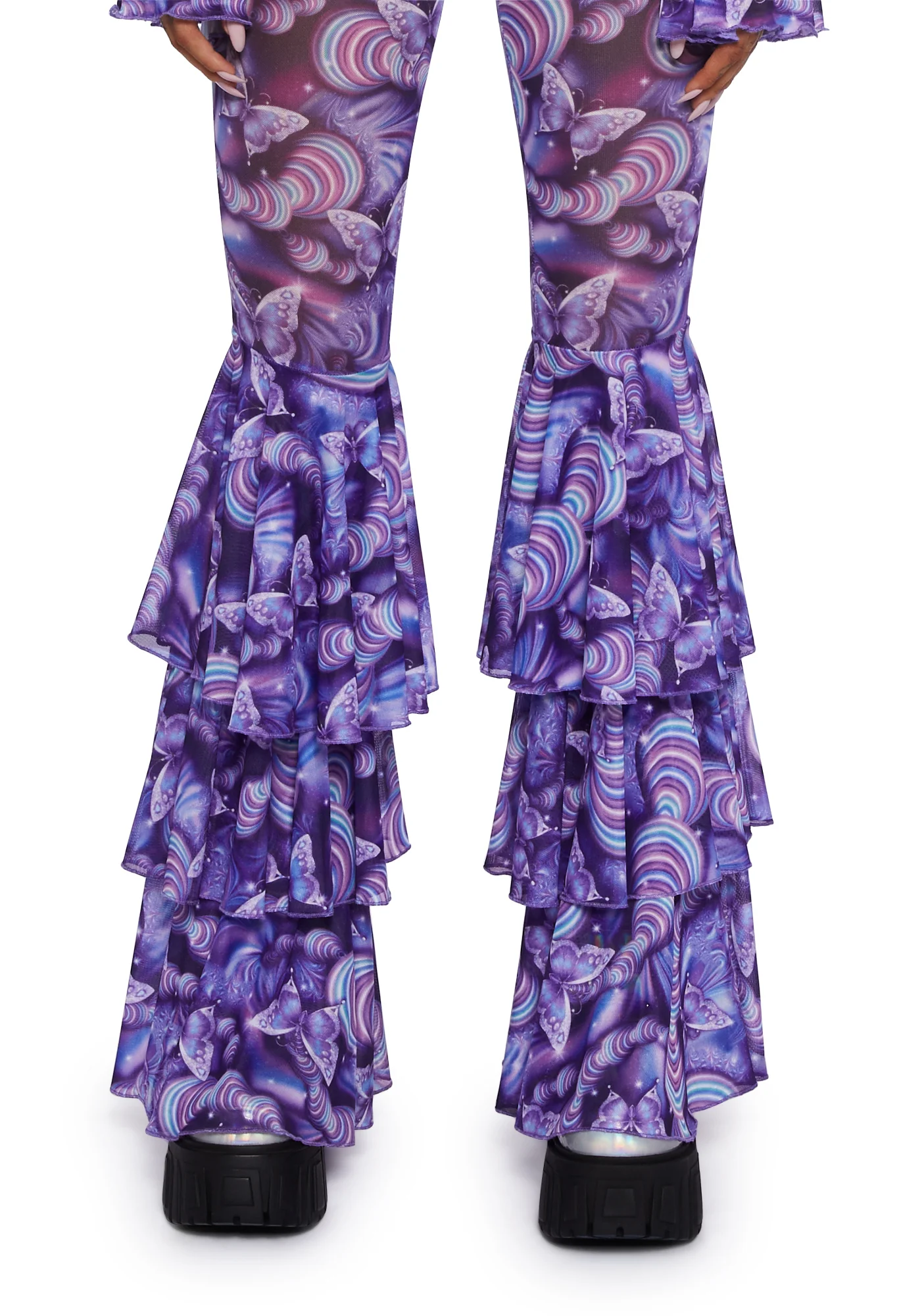 Pixie Wishes Mesh Flare Pants - Purple - Image 5