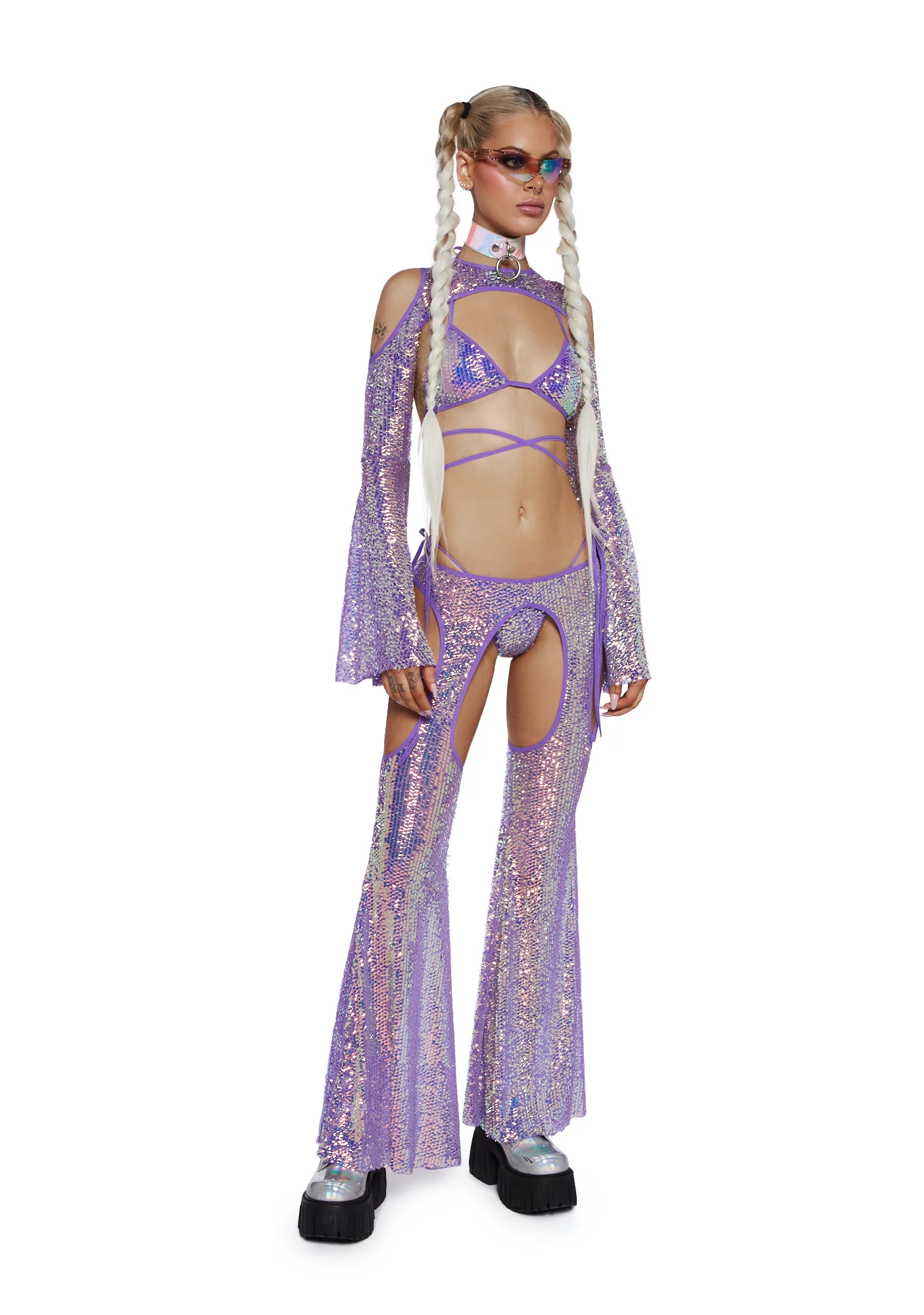 Royal Reef Diva Sequin Wrap Top - Purple - Image 2