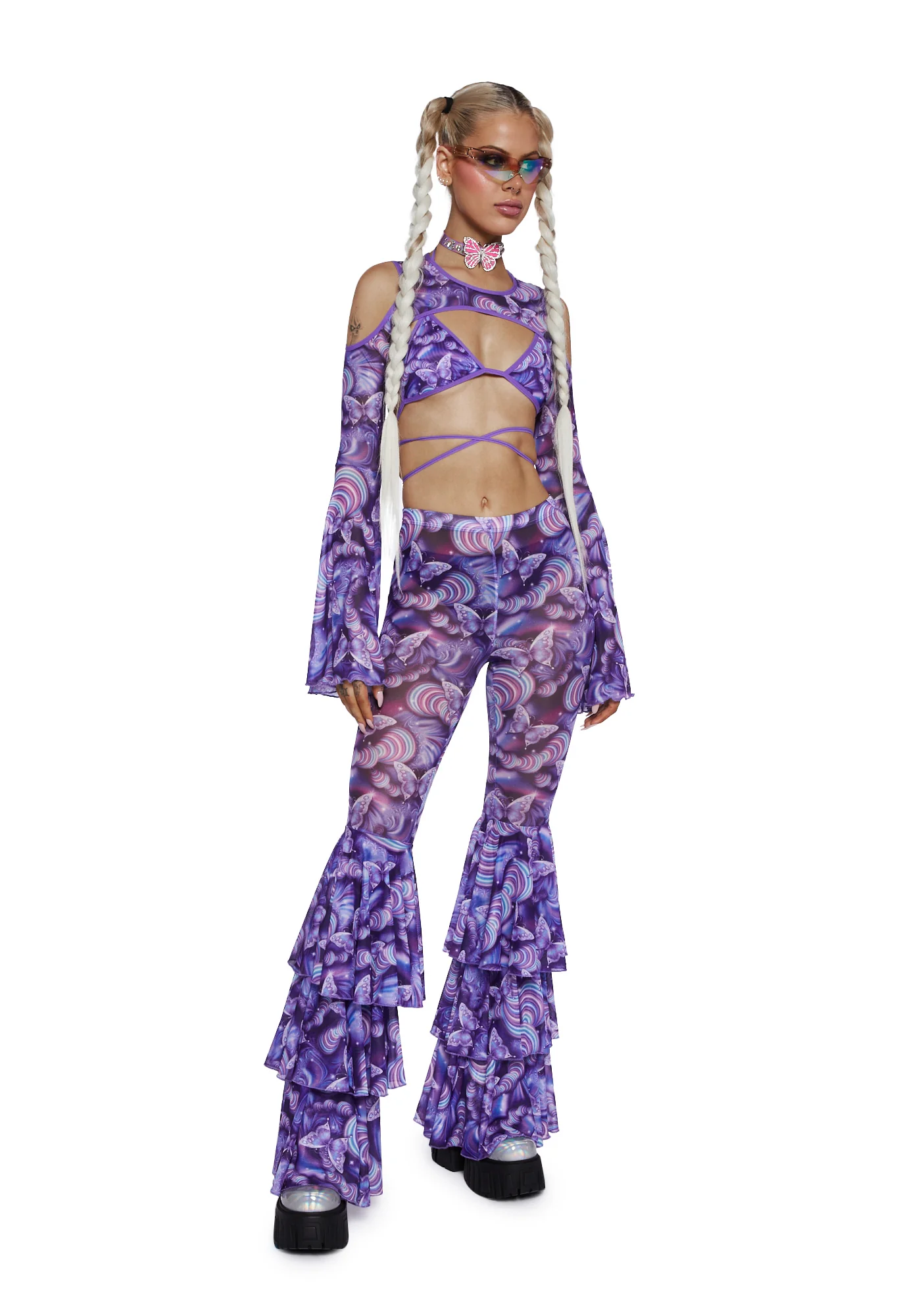 Pixie Wishes Printed Shrug - Purple - Image 2