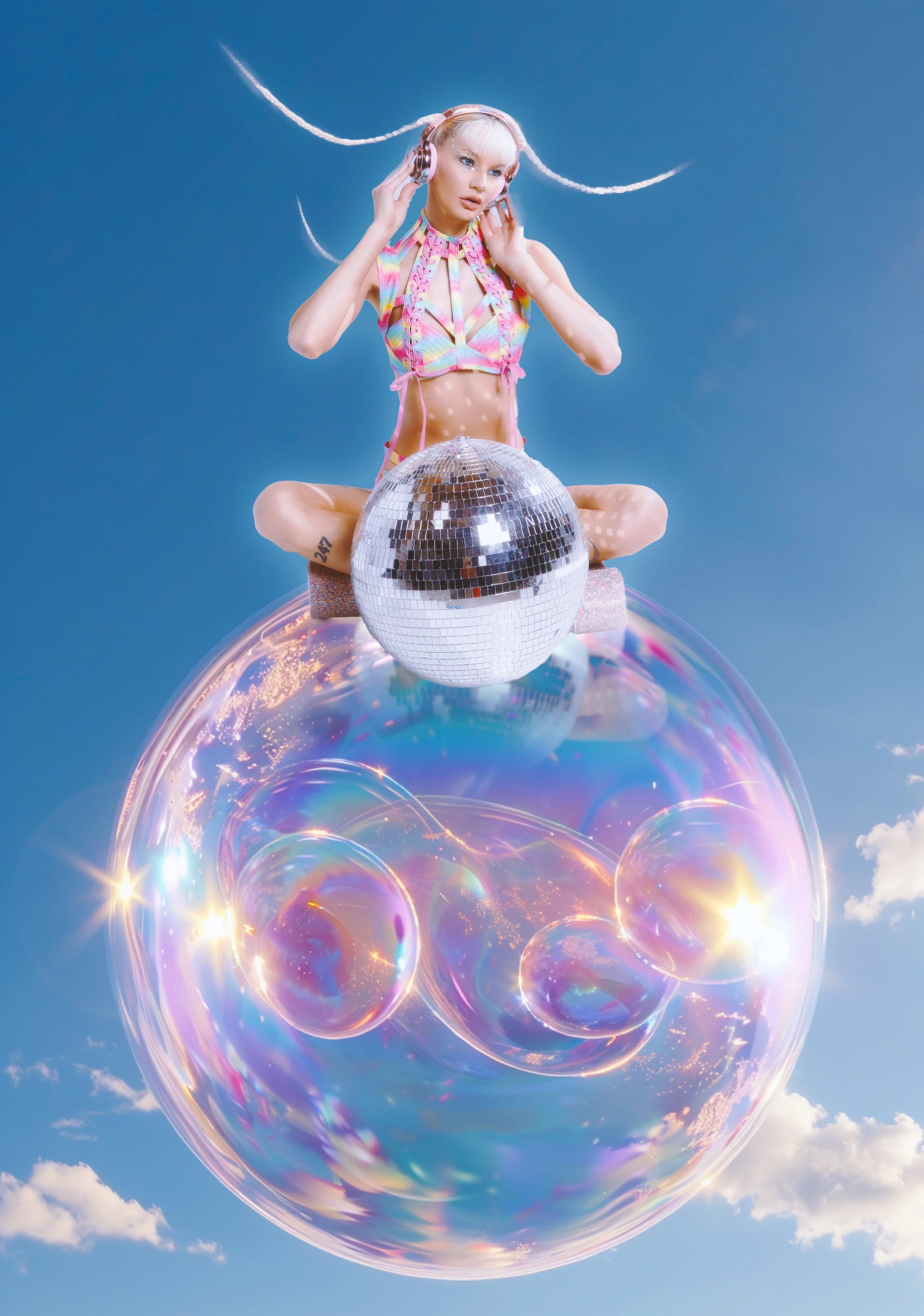 Rude Awakening Harness Bra Top - Glitter Rainbow - Image 6